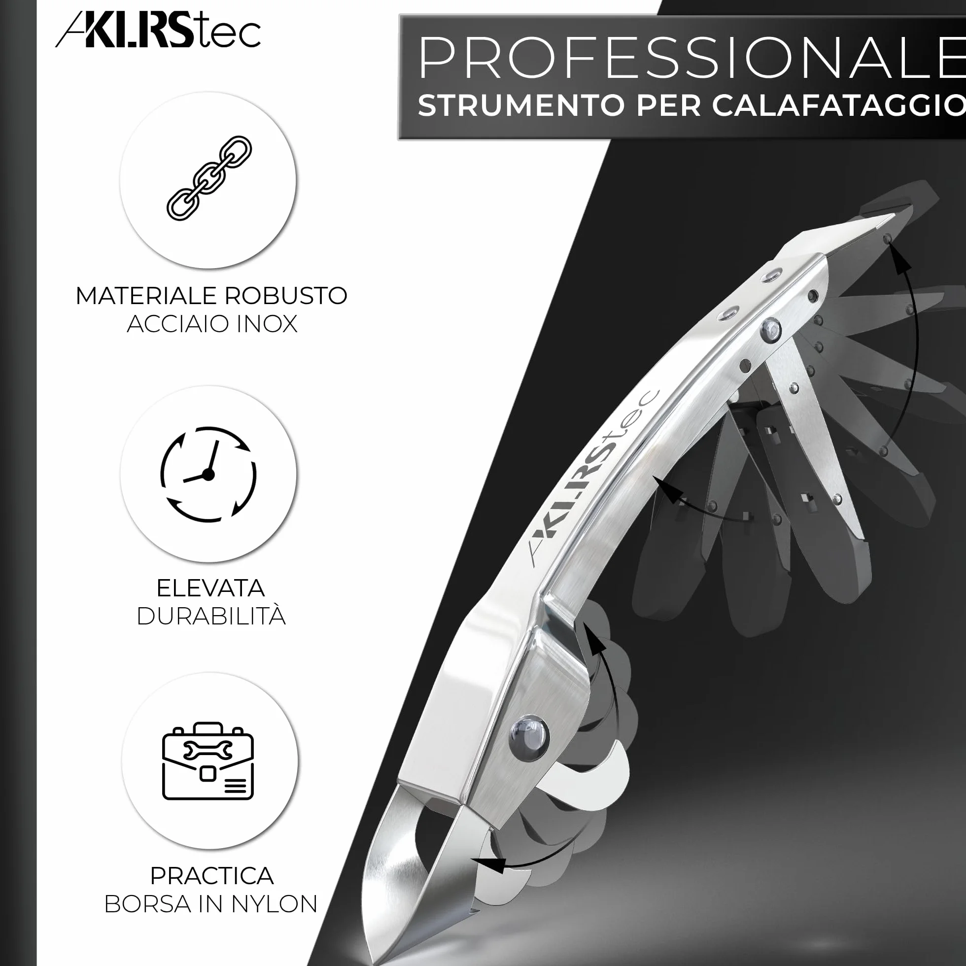 KLRStec Professionale Strumento per Calafataggio [100% acciaio inox] Robusto 4 in 1 Kit di Strumento Raschietto e Spatola per Giunti - Set di Strumenti per Rinnovare le Giunti in Silicone
