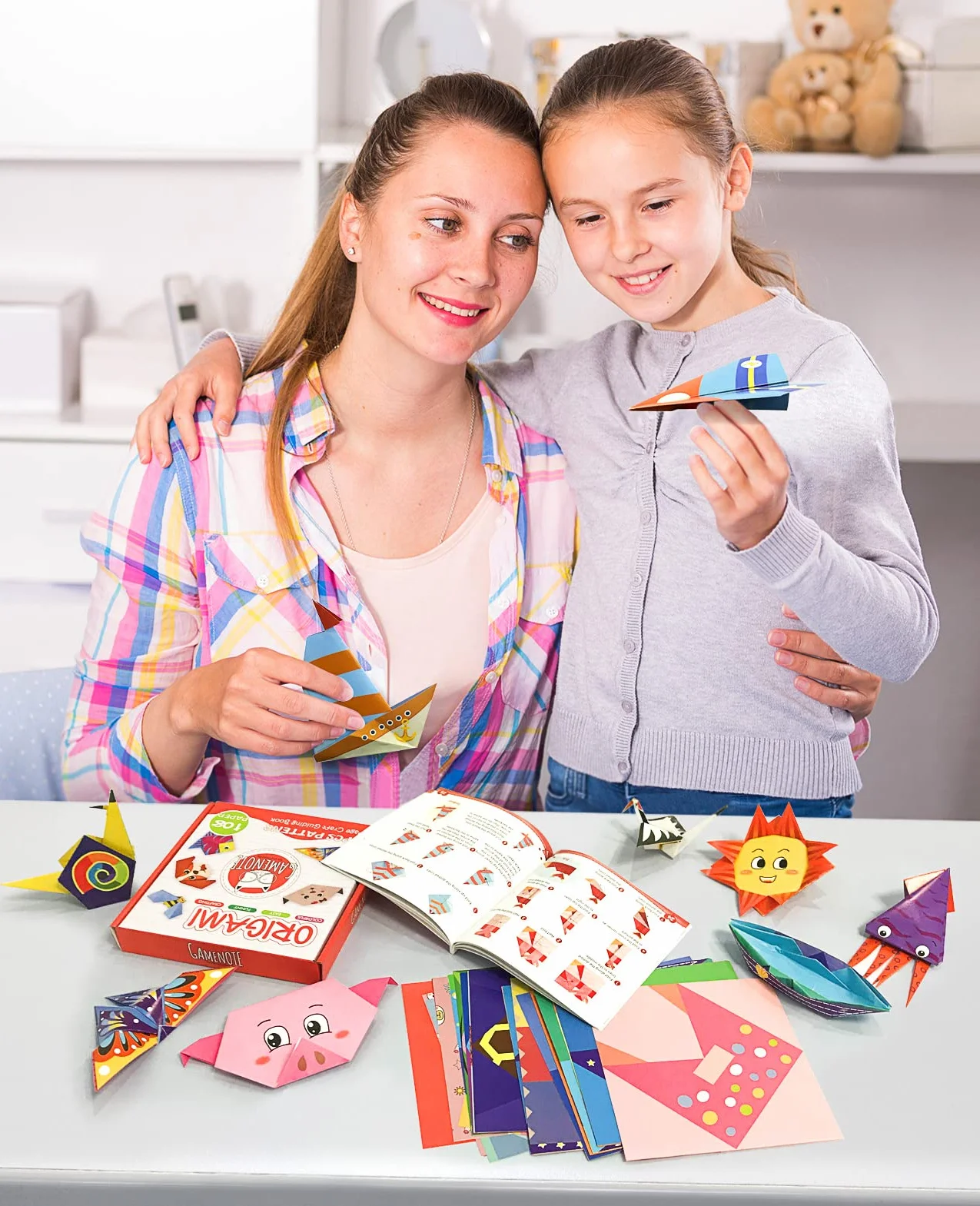 Gamenote Carta Origami 120pcs Doppia Faccia Fogli Colorati 54 Modelli Set per Bambini