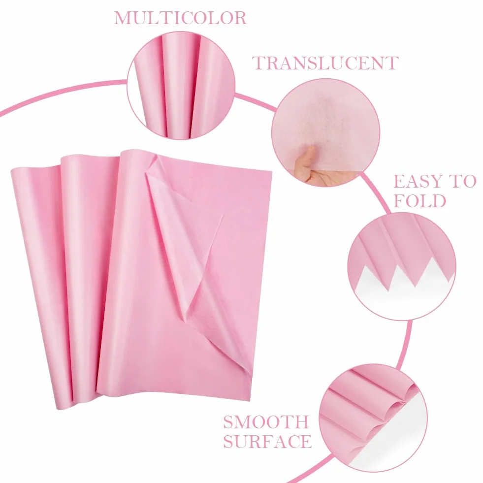 OFFCUP Carta Velina Rosa 70x50cm 35 Fogli Fai da Te Decorazioni Feste