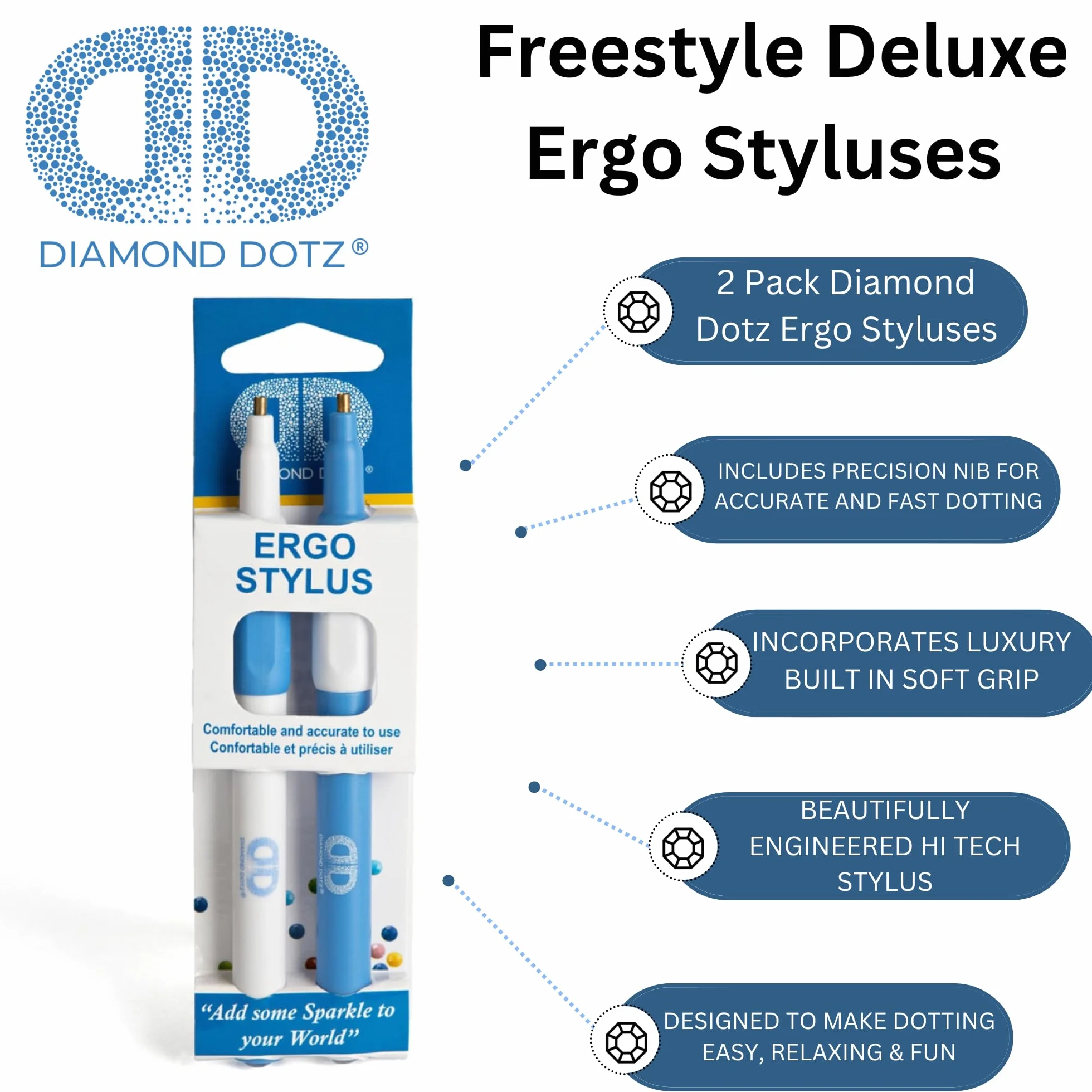 Pracht Creatives Hobby Freestyle Ergo Stylus-Set di 2, 2 applicatori ergonomici-Penne, Accessori per la creazione di creativi Diamond Dotz Designs