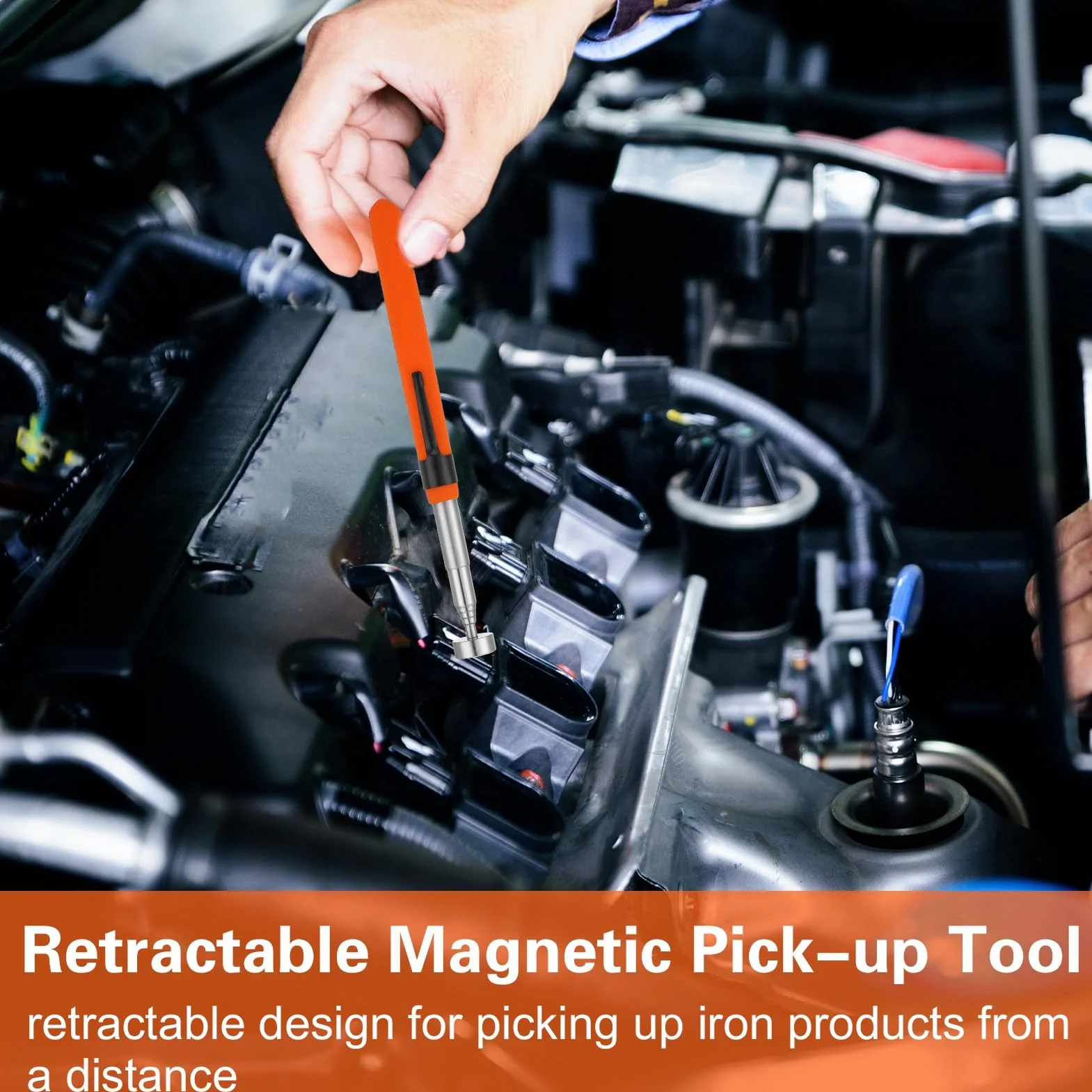 2 Pezzi Calamita Telescopico Flessibile, Asta Magnetica Flessibile, Mecanico per Auto Portatile Strumento di Raccolta Magnetico
