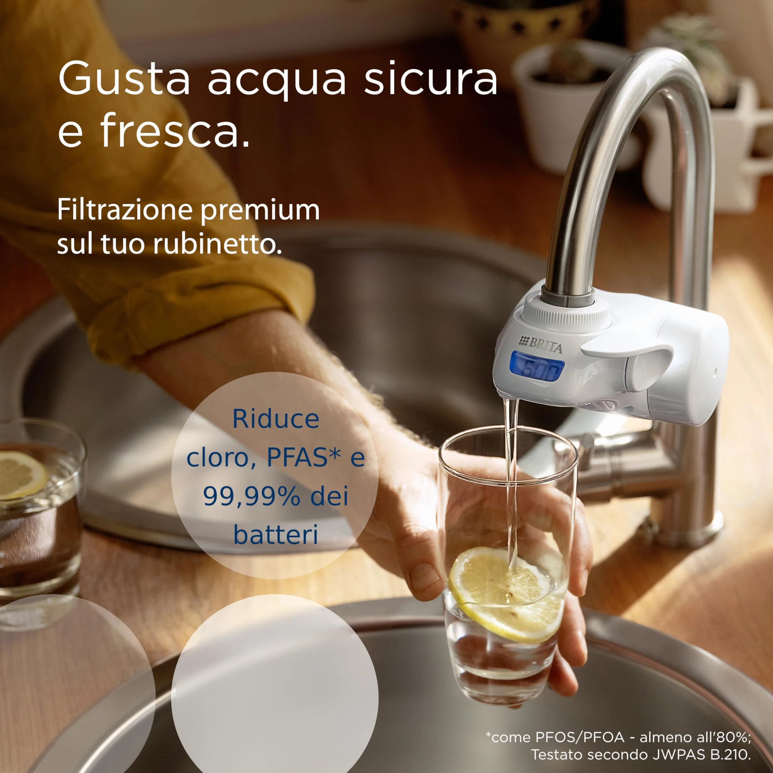 BRITA ON TAP V-MF Filtro acqua rubinetto 600L Riduce cloro PFAS batteri microparticelle metalli