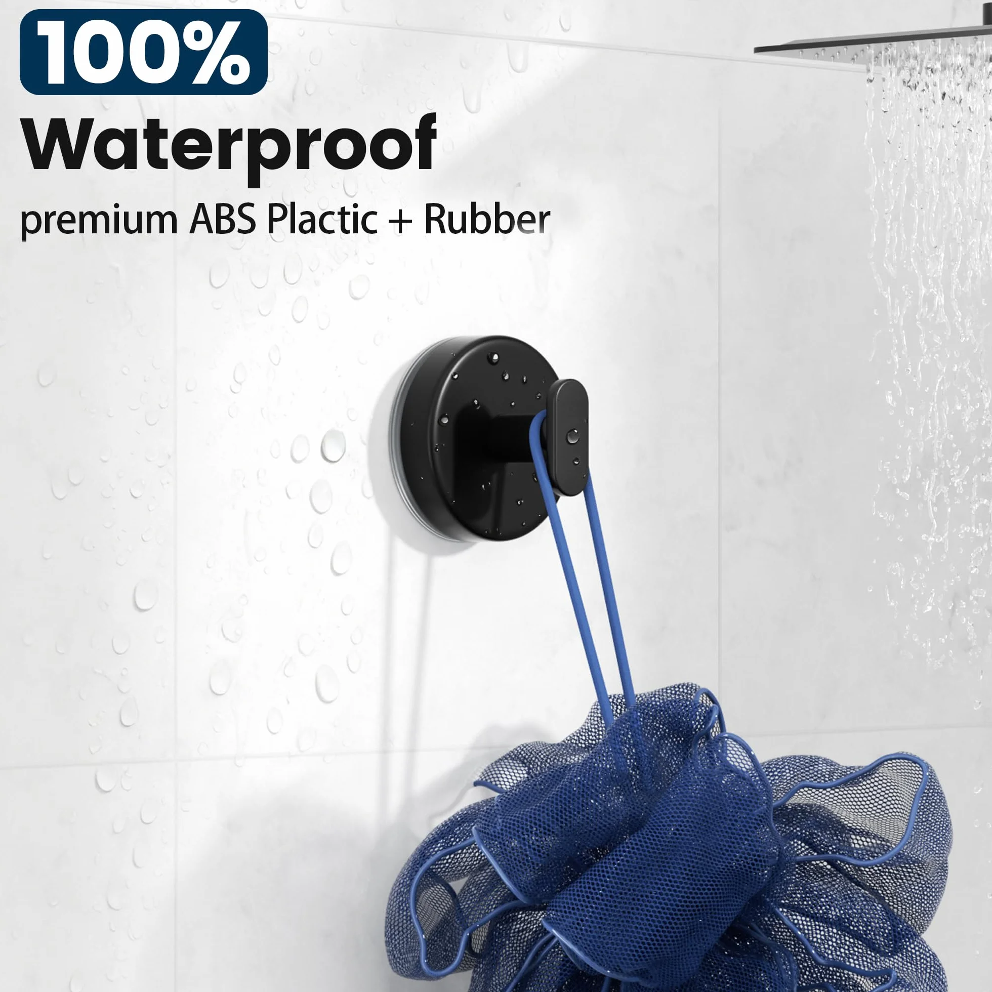 pickpiff Ganci a ventosa doccia: Ganci extra resistenti da 6,8 kg per bagno, cucina, porta, specchio, piastrelle, vetro – per asciugamani, spugne, cappotti, accappatoi – nero, confezione da 4