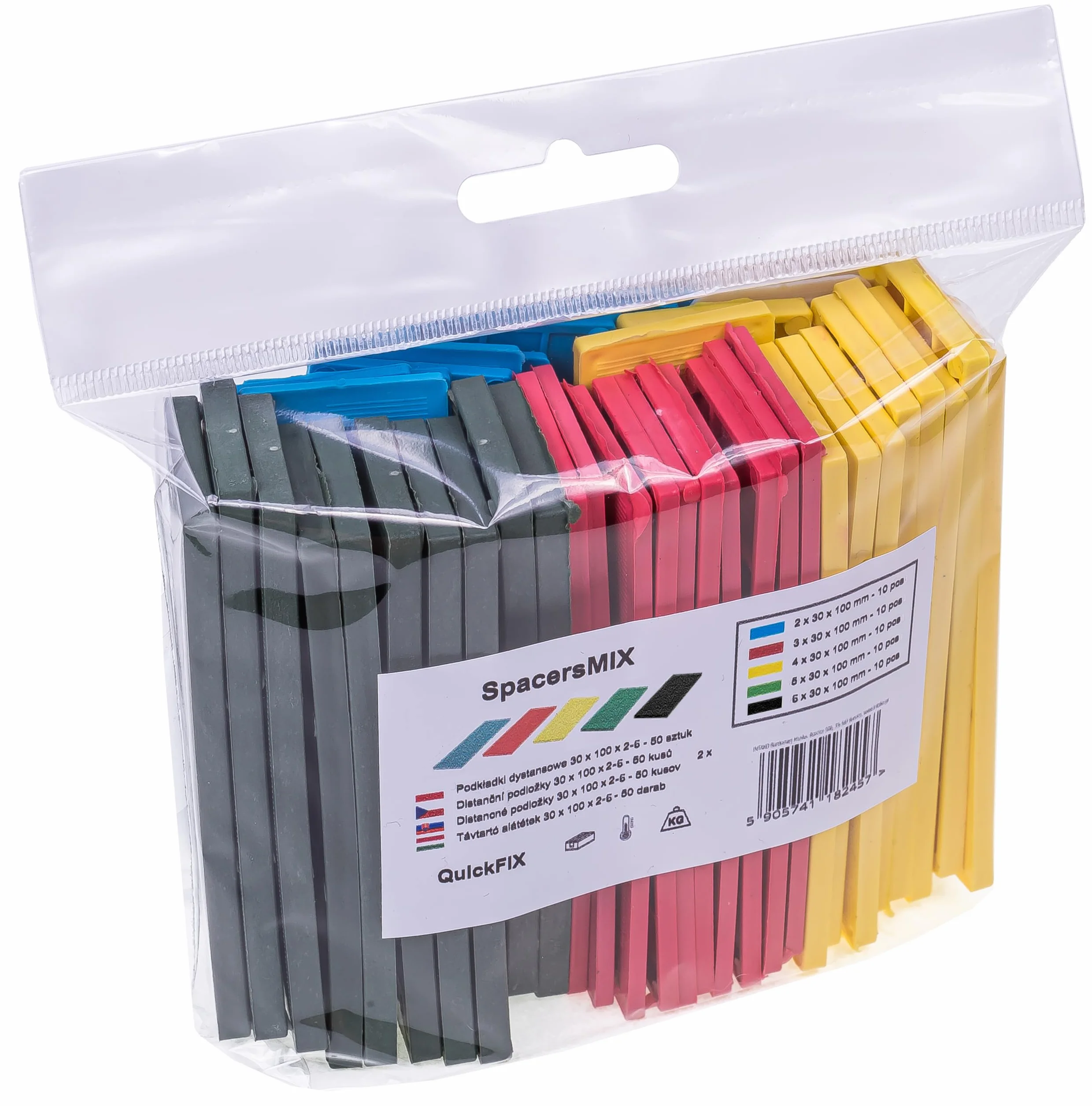 INTAKO - Spessori in Plastica - 50 Pezzi - 30 x 100 mm - Cunei Per Piastrelle - Distanziatori Piatti - Spessore Per Mobili - Finestre PVC - Distanziali 2-6 mm