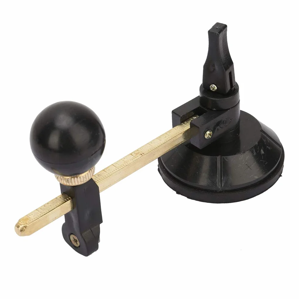 Tagliavetro Circolare 6 Ruote, Tagliavetro con Diametro Regolabile e Ventosa, Strumento per Taglio Vetro Tondo Fino a 20 cm, Impugnatura Ergonomica per Tagliapiastrelle (7,9 Pollici)
