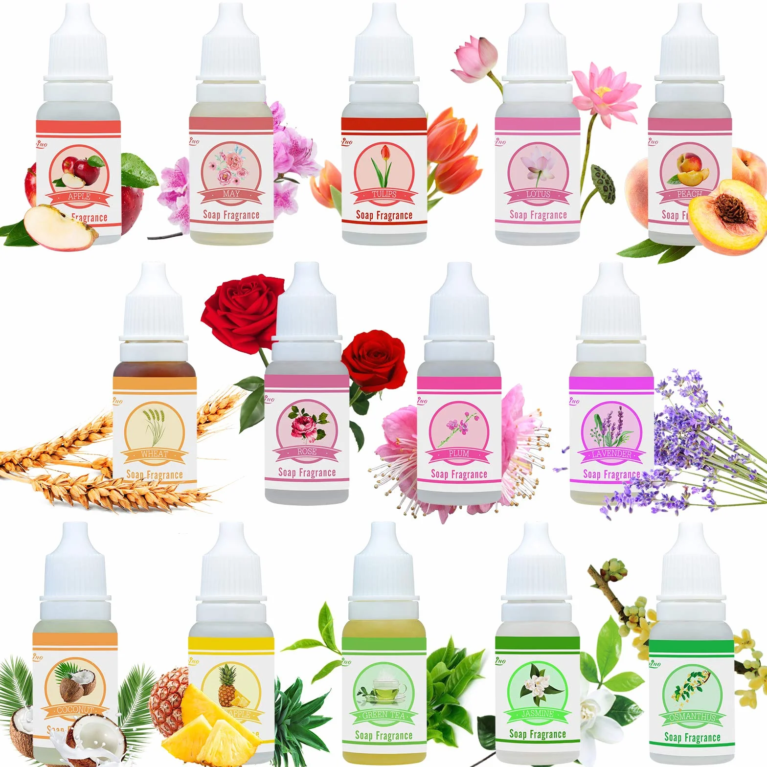 Oli Profumato al Sapone - 14 Profumati di Sapone per Bomba da Bagno, Produzione di Soap DIY - Profumi Concentrati di Grado Alimentare per Fragrance, Cosmetici, Oli Essenziali - 10ml Ciascuno