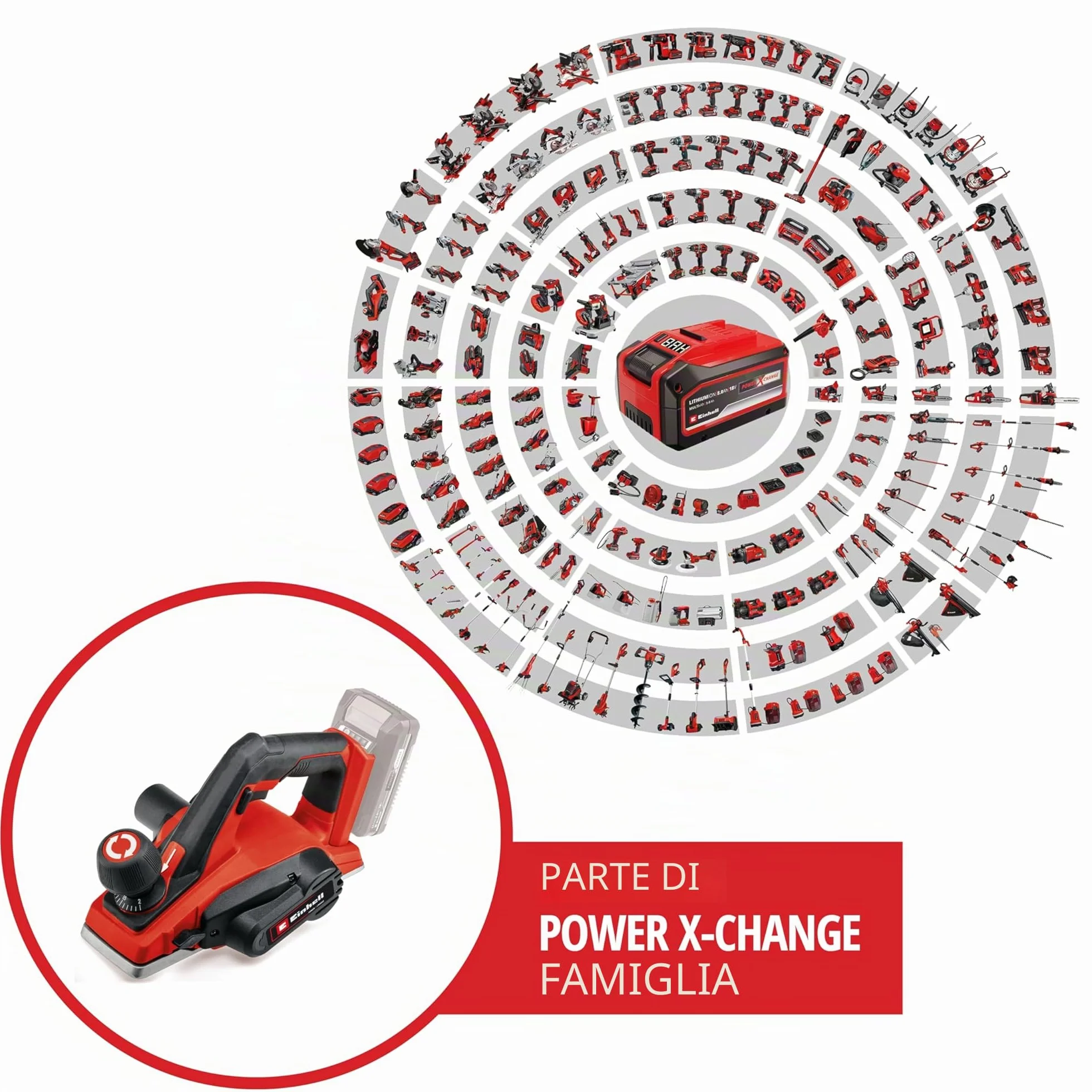 Einhell TE-PL 18/82 Li - Solo Pialletto a batteria Power X-Change (18 V, largh. Pialla 82 mm, profondità asportazione 2 mm, prof. Battuta 8 mm, senza batteria e caricabatteria)