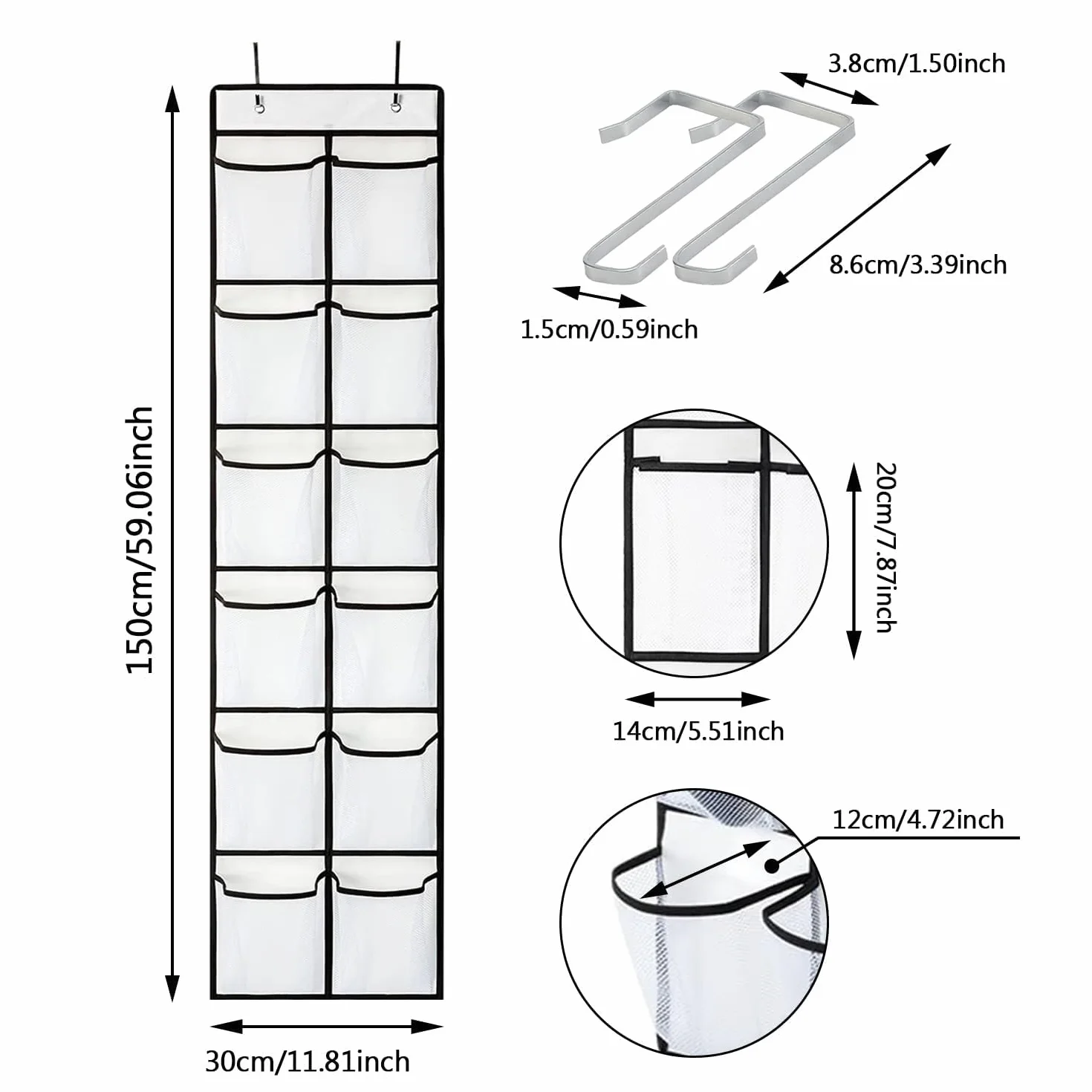 CORTNEY Organizer Pieghevole da Appendere, Scarpiera a Sospensione da Porta a 12 Scomparti Innovativo con Ganci con Può Riporre Scarpe, Articoli Vari, Giocattoli, Libri