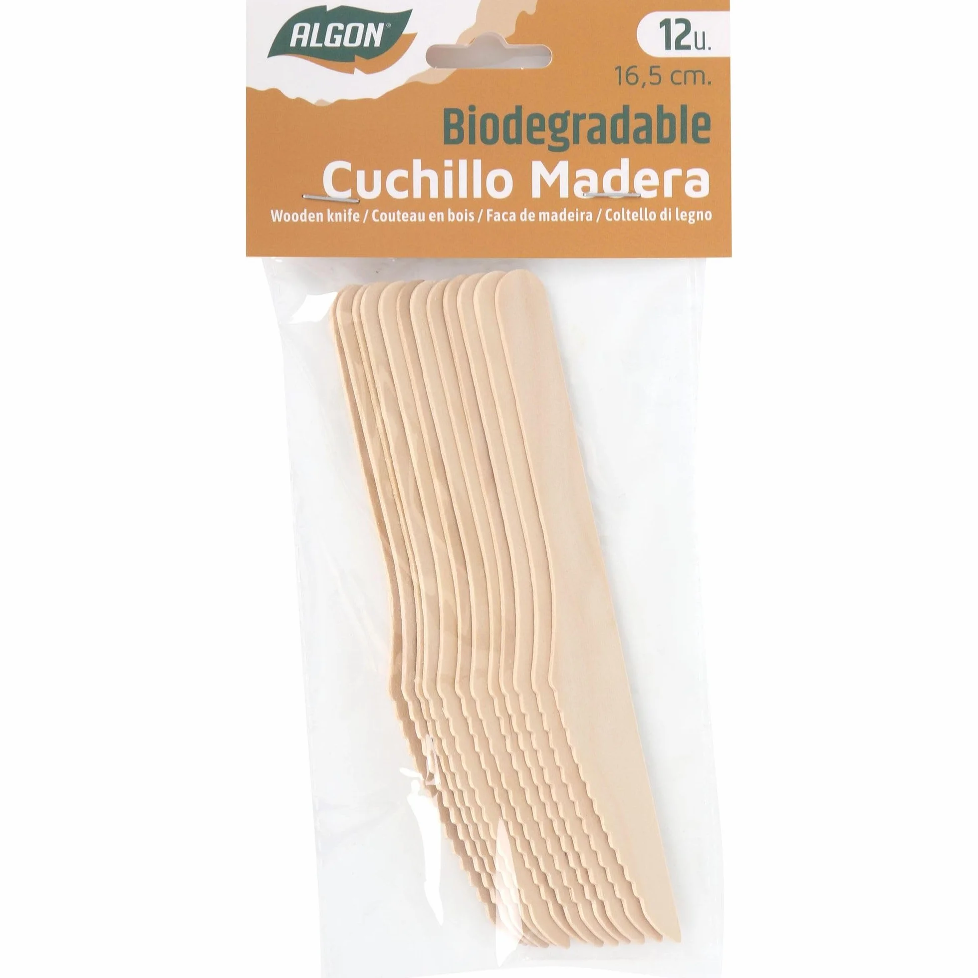 Algon 1000 coltelli usa e getta in legno biodegradabili 16,5 cm alternativa ecologica plastica