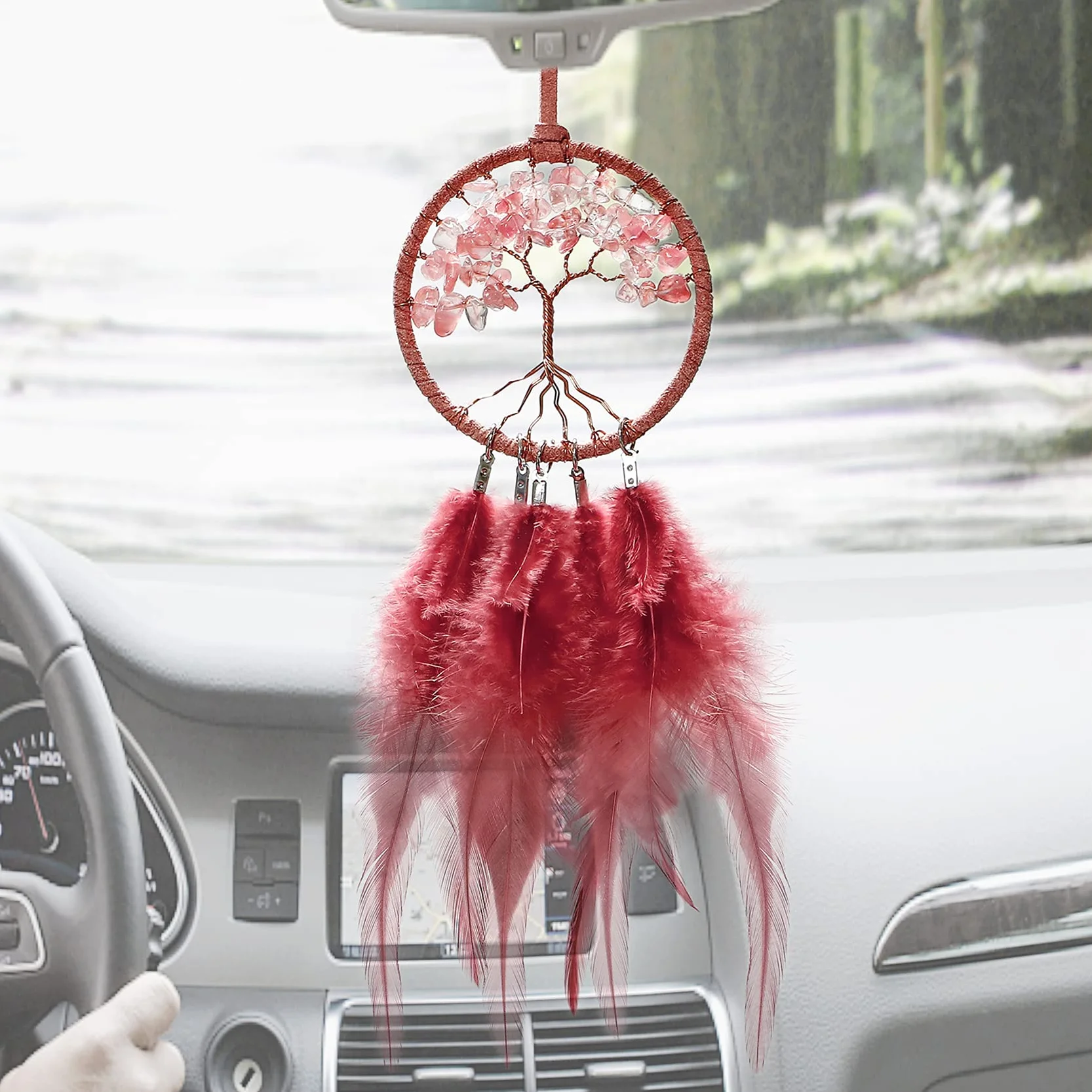 Weldomcor Acchiappasogni Fatto a Mano Dreamcatcher Bohemien Piuma Indiano per Ragazze Kids Bedroom Wall Hanging Decorazione Regalo Rosso