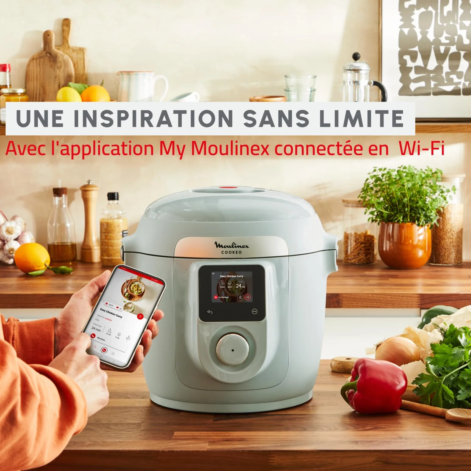 Moulinex Cookeo Wifi 10 in 1, multicooker intelligente ad alta pressione, 10 modalità di cottura, veloce, senza sorveglianza, guida passo a passo, 6 l, CE96G310