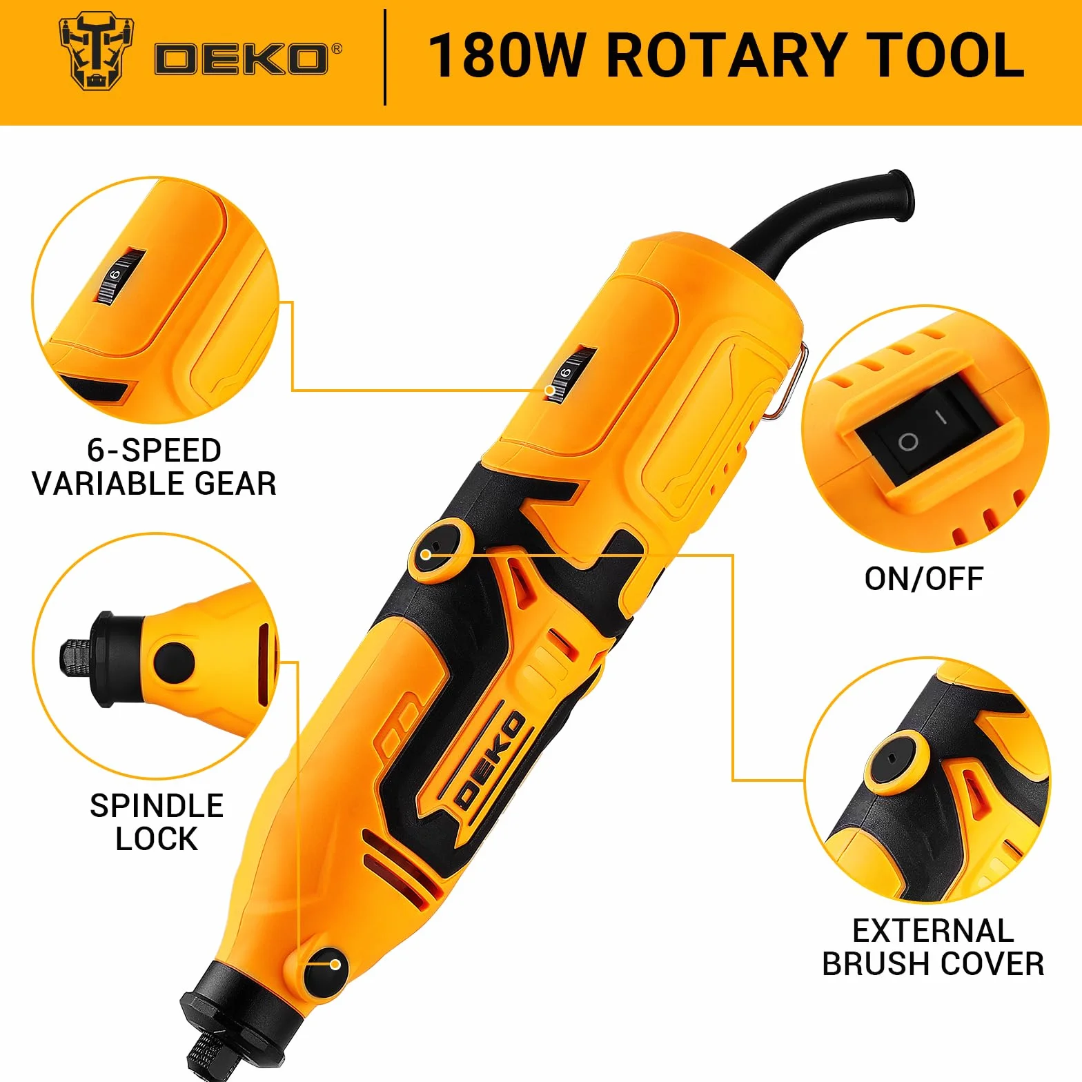 DEKOPRO 126pc Kit di utensile multifunzione 170W: Mini trapano elettrico per legno/metallo con albero flessibile