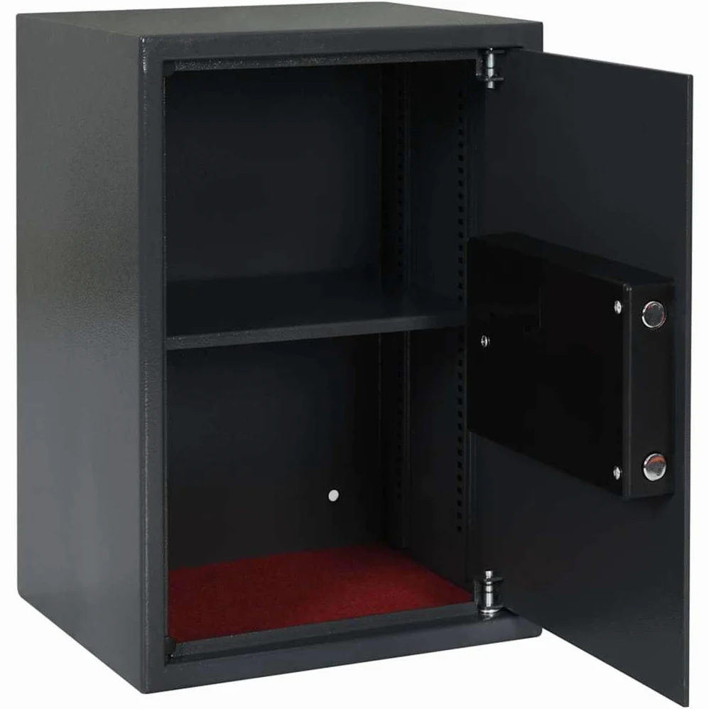 Cassaforte elettronica per mobili, 35 x 31 x 50 cm, in acciaio, con serratura a combinazione, cassaforte digitale per documenti per ufficio e casa, grigio scuro