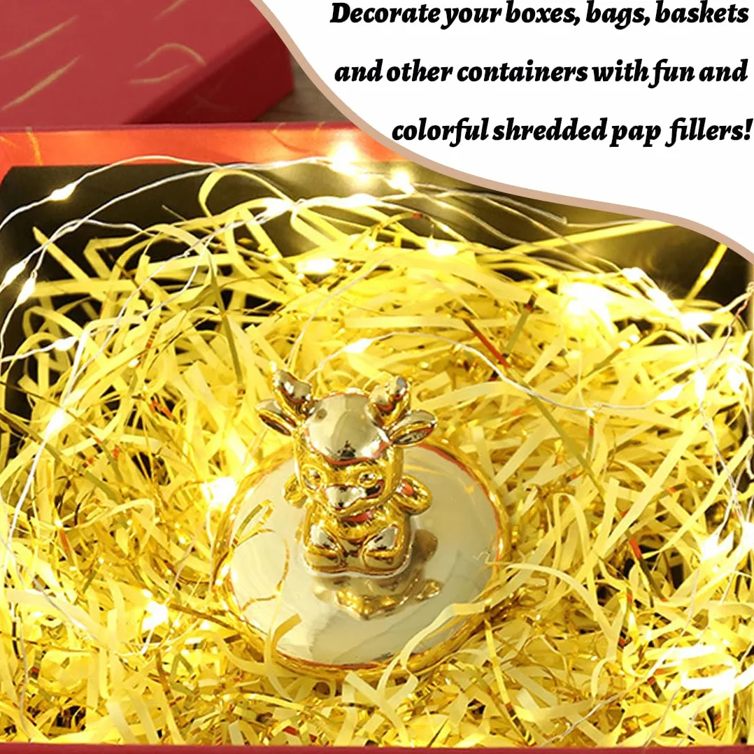 KOLZEMV 100 g di materiale di riempimento, carta velina, carta velina bianca, carta triturata per confezione regalo, materiale di riempimento per pacchetti, decorazione regalo festival, Bianco