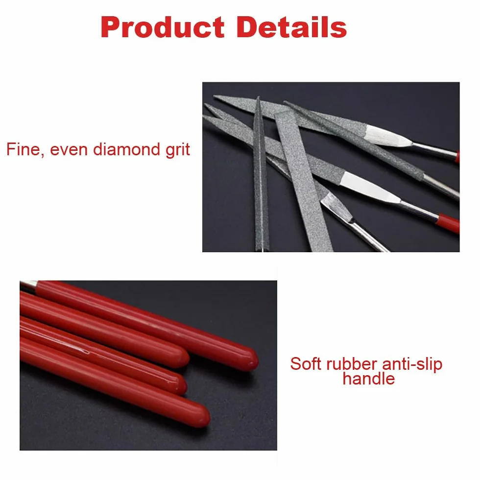 Set di 10 lime ad ago diamantate da 140 mm, mini lime diamantate con varie forme per metallo, vetro, pietra, legno, intaglio di gioielli