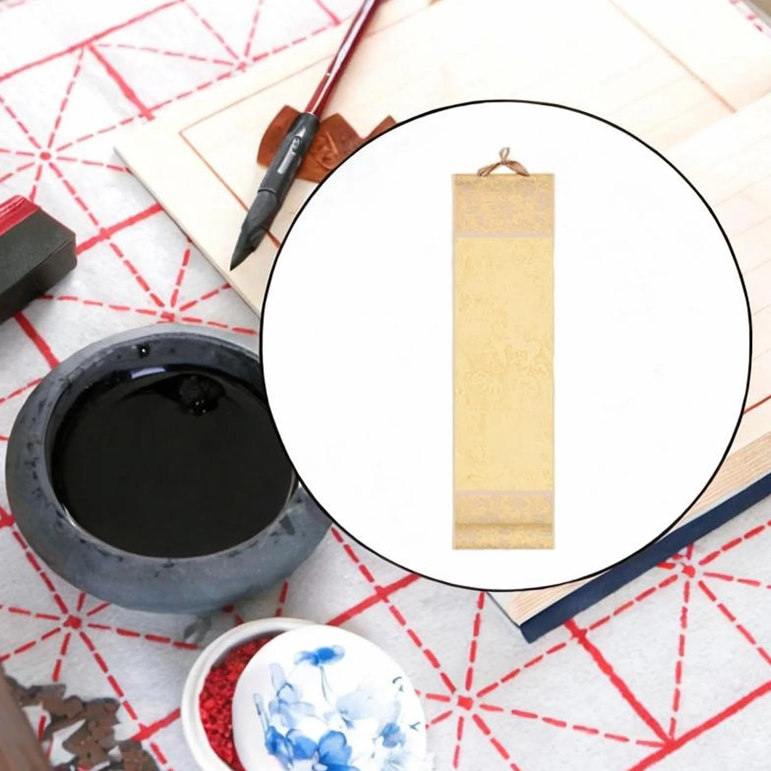 Mini rotolo di carta pergamena cinese decorativo per casa, feste e ufficio, Giallo Chiaro