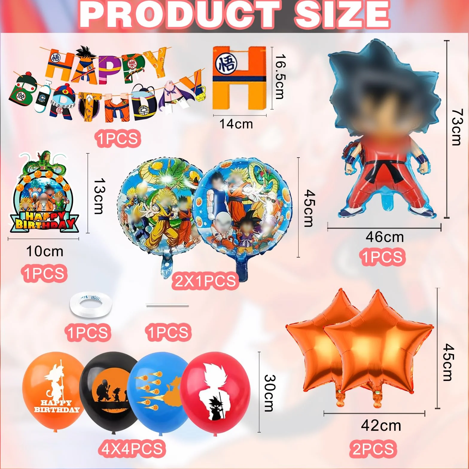 Dragnball Kit Compleanno 23 Pezzi Palloncini per Festa Bambini Ragazzi Ragazze