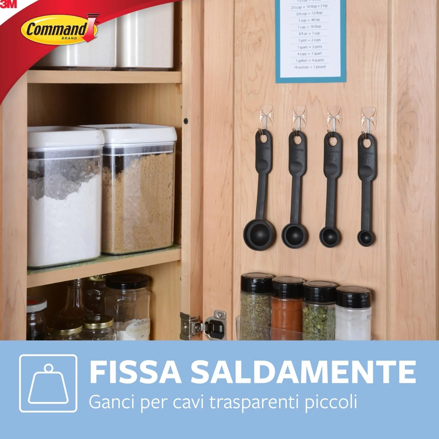 Command Ganci Medi Trasparenti Adesivi 10 Pezzi con Punta Metalica e 12 Strisce Salvaspazio