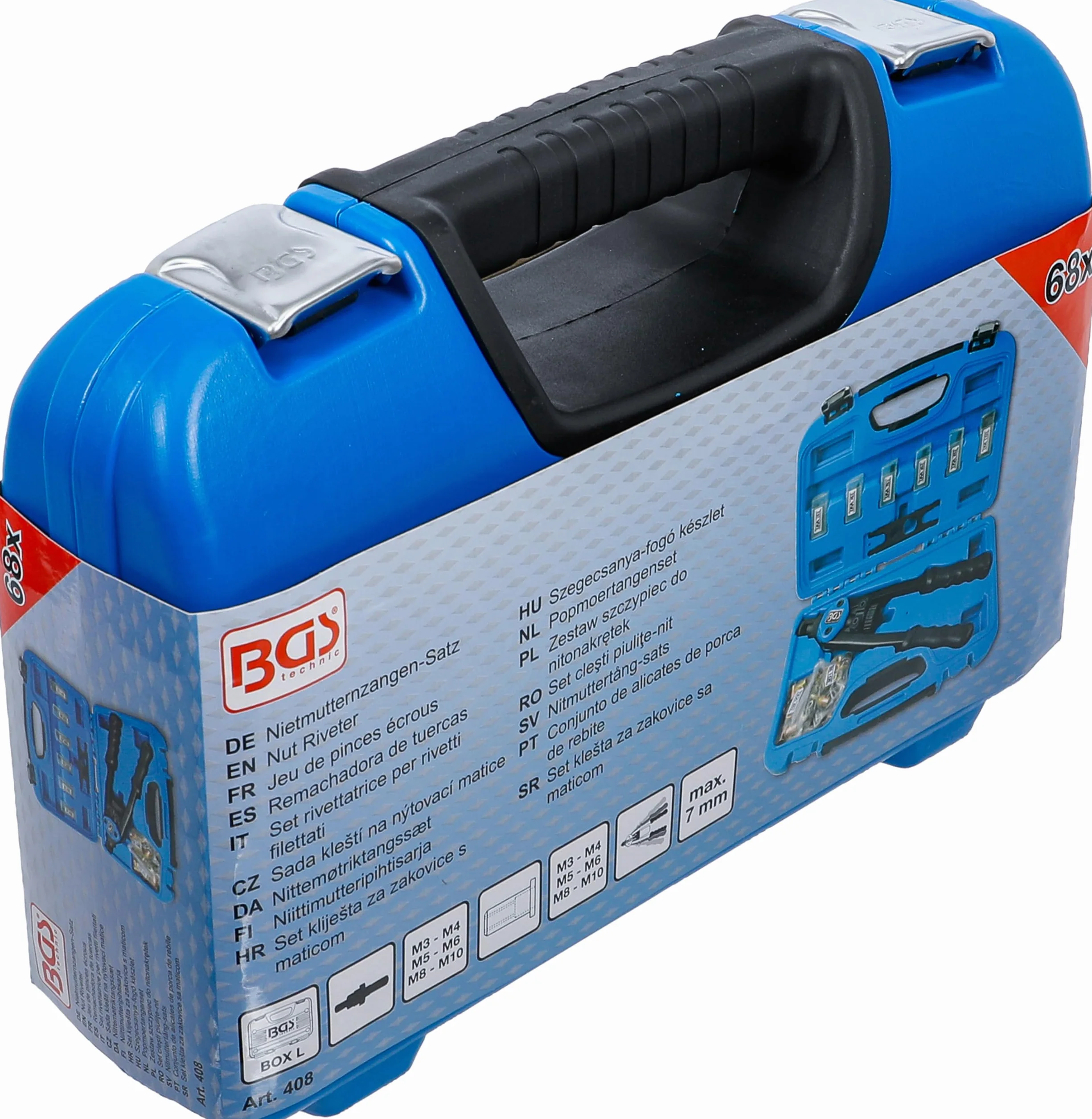 BGS 408 Zestaw rivettatrice do nakrętek M3-M10 68 szt.