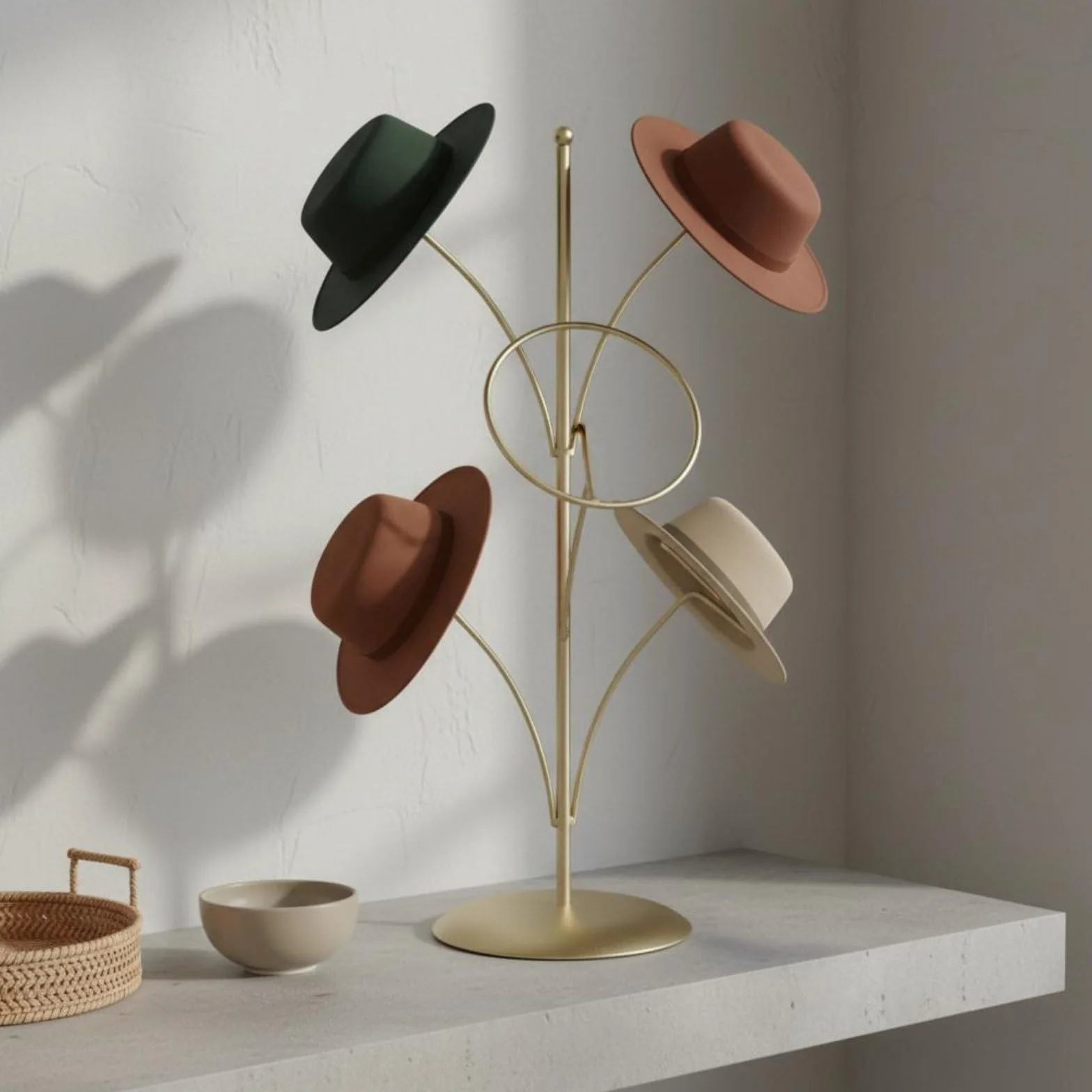 Piantana Portacappelli Struttura in Metallo Portacappelli Ad Albero Multifunzionale per Collezionisti di Cappelli , Nero