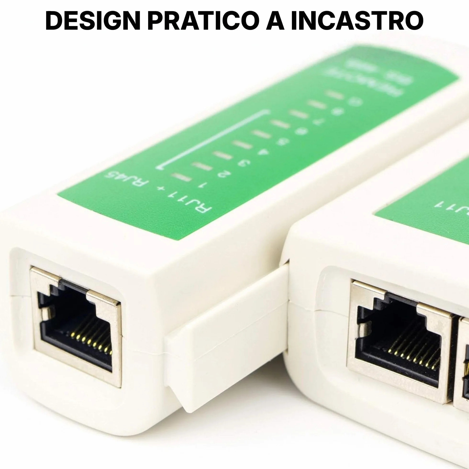 Incutex Tester Cavi di Rete, Ethernet LAN RJ45 RJ11 CAT5 CAT5e CAT6a Linea Tester Professionale, Rilevatore Cavi Wire Tracker, bianco-verde