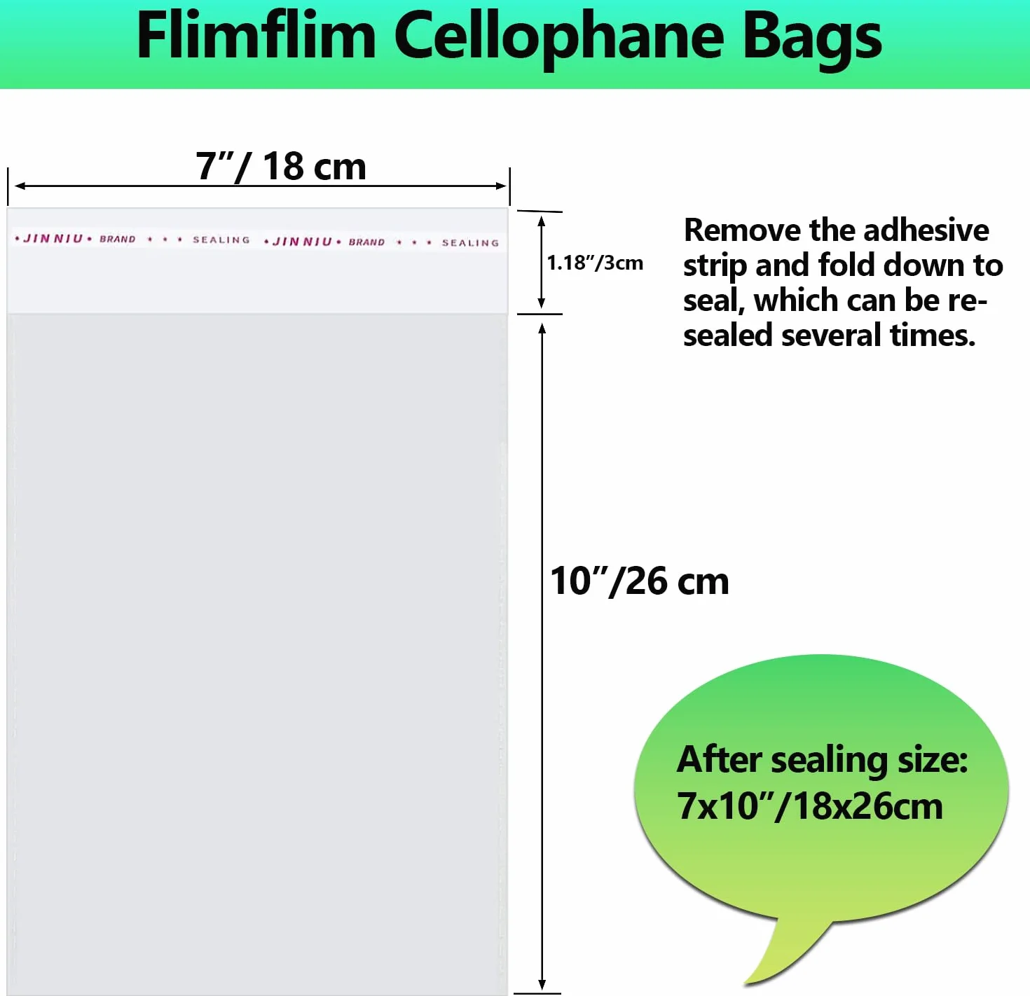 Flimflim Bustine Confetti Trasparenti Sacchetti Cellophane, 18x26cm 100pz