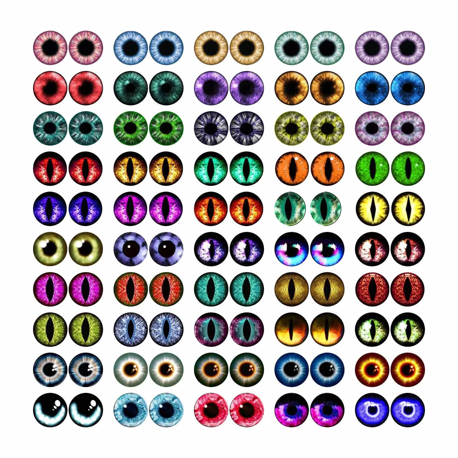 MWOOT 100 Pezzi 12MM Colorate Occhi di Vetro con Scatola, Glass Eyes per Gatto Uccelli Drago, Occhi per Pupazzi Sculture Argilla Polimerica, Creazione Bambole Gioielli, Decorate per Natale Halloween