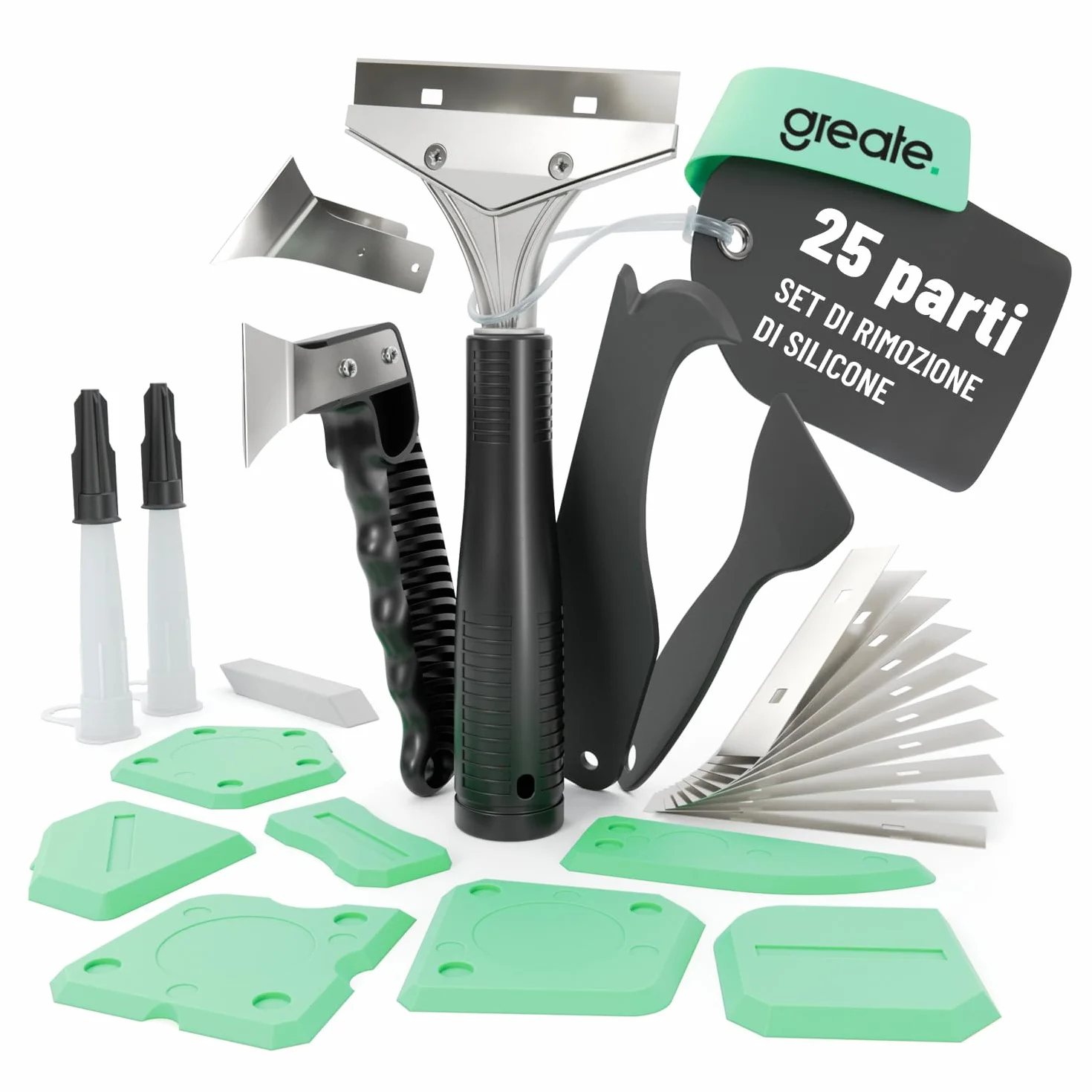 greate Kit raschietto silicone & lisciatore 25 pezzi - Taglia giunti, rimuovi & spatola per rimuovere & rinnovare giunti in silicon & acrilico - Calatafaggio per silicone - calafataggio