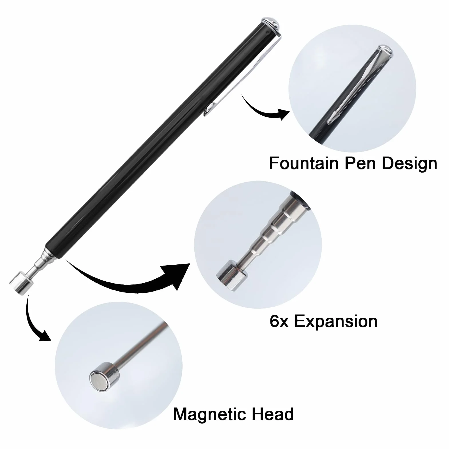 1 Pezzi Calamita Telescopica,Acciaio Inossidabile Calamita Telescopica,Asta Telescopica Magnetica,Strumento Magnetico per Pickup,per Chiavi,Monete,Viti,Penne e Oggetti Metallici,Fino a 62 cm