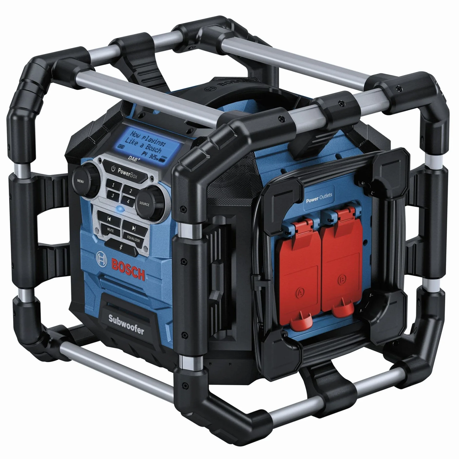 Bosch Professional 18V System Radio da cantiere a batteria GPB 18V-5 SC (ricezione tramite DAB+, Bluetooth, FM e AUX, incl. cavo AUX, 2 batterie (AA), confezione in cartone)