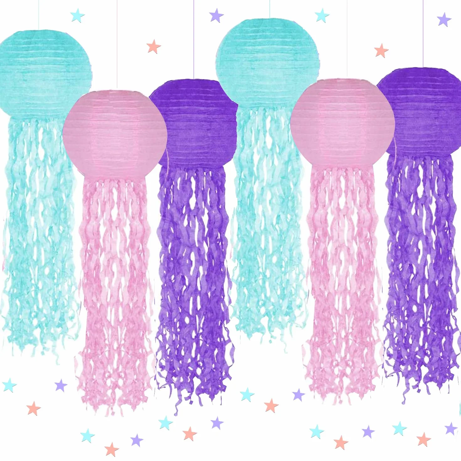 Lanterne di Carta Jellyfish,6 Pezzi Lanterne di Carta Colori da Appendere a Sirena, Decorazioni per Feste di Compleanno Sotto il Mare per Matrimoni Giardino Festa di Compleanno Famiglia Riunioni(Rosa)