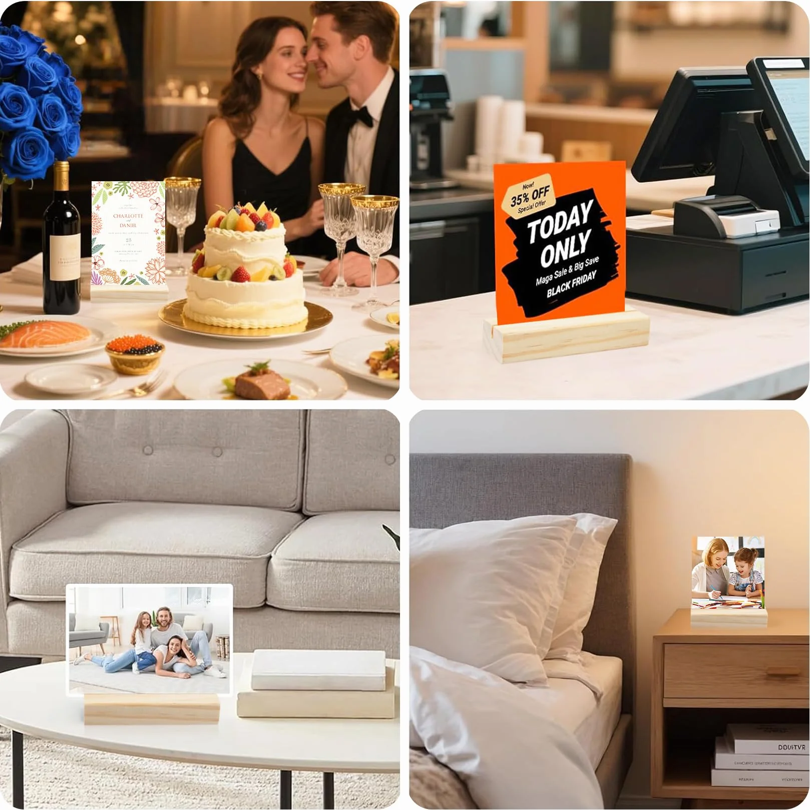 12 Pz Segnaposto Legno Supporto, Segnaposto Tavolo in LegnoPorta Menu da Tavolo, Porta Carte Menu, Porta Biglietti da Visita in Legno per Matrimonio Compleanno Comunione ristoranti feste