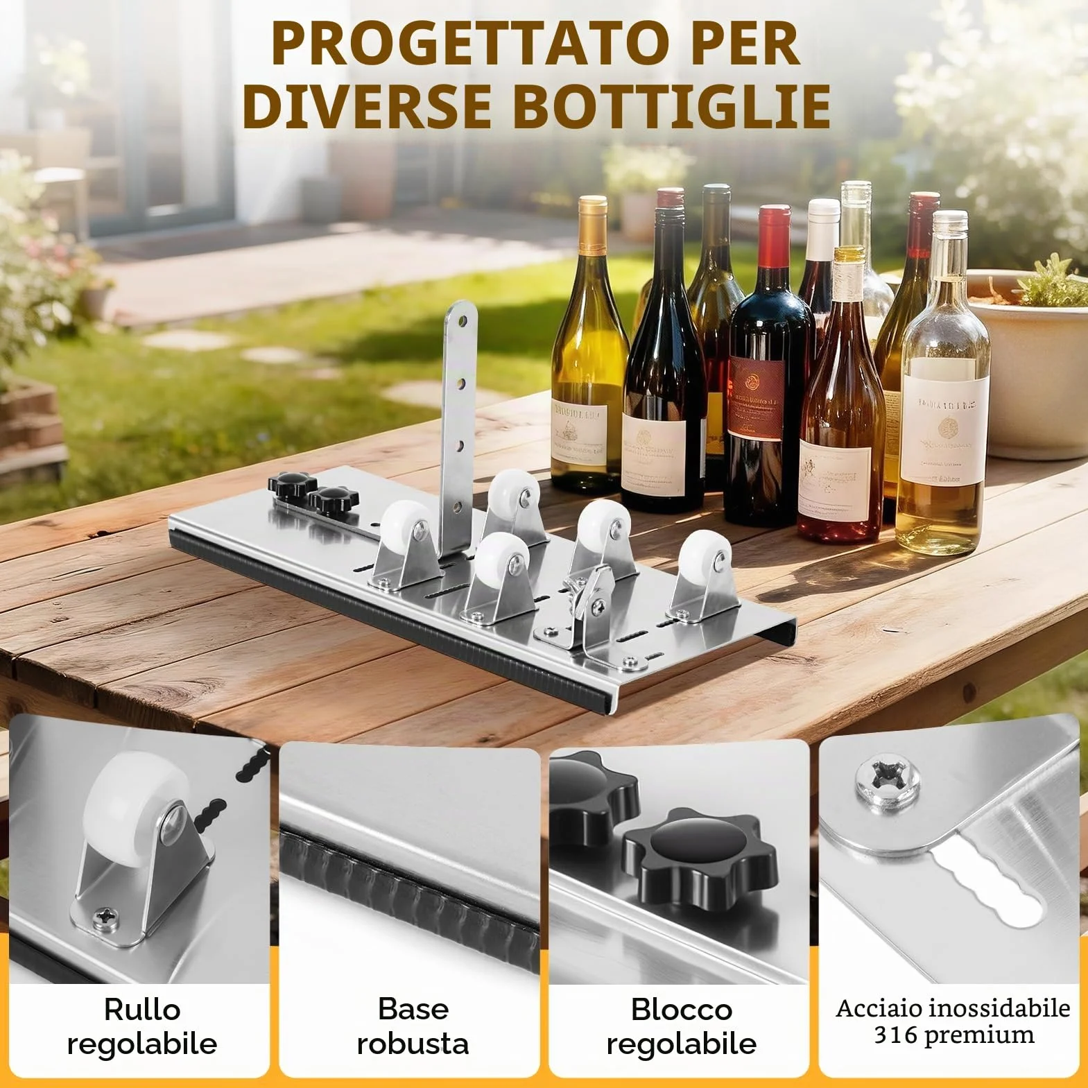 Tagliavetro Bottiglie Professionale, Taglierina per Bottiglia di Vetro di Vino Birra, Diamante Taglierino Vetro Bottiglia Acciaio inossidabile Strezzo DIY Cutter Fai da Te DIY