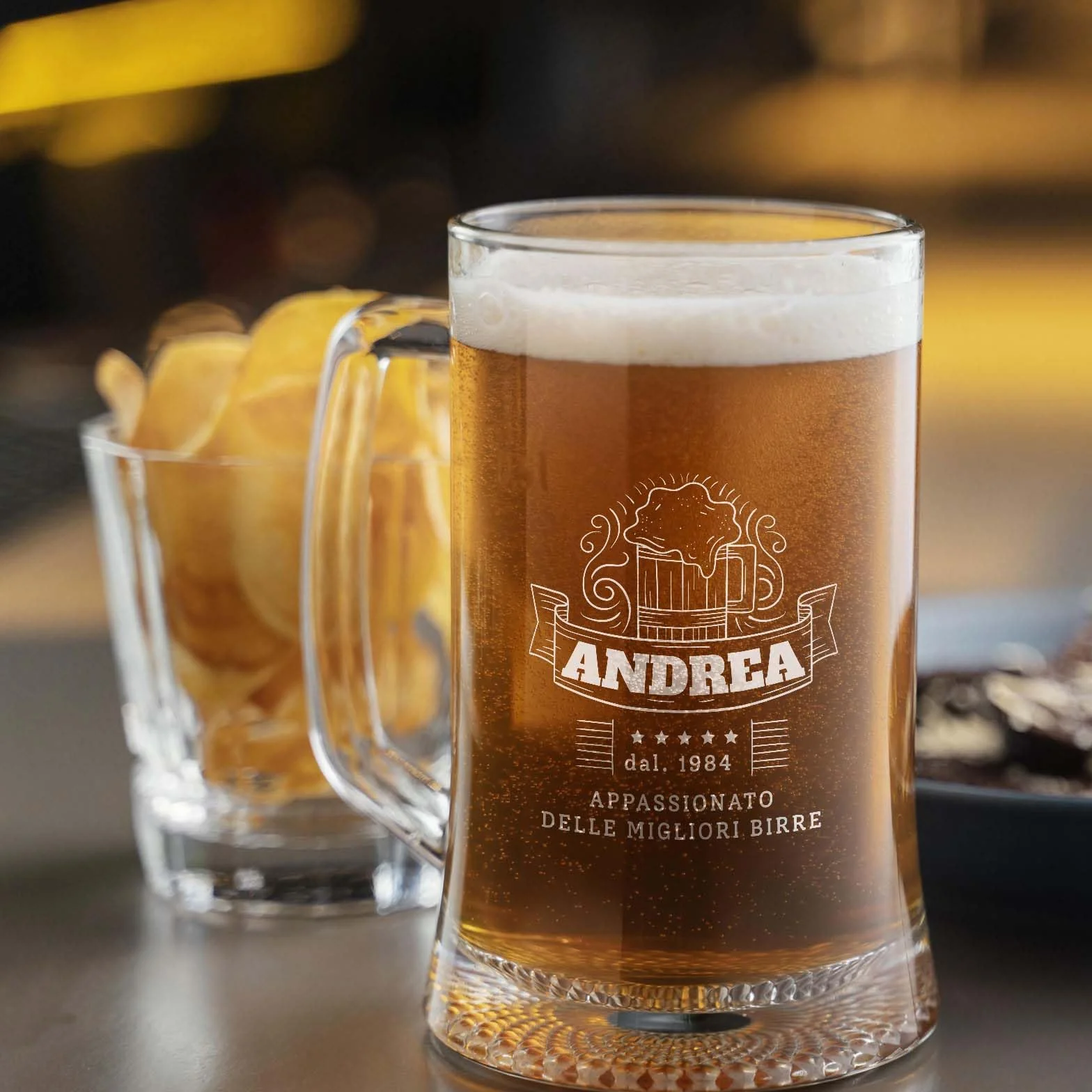 Boccale per Birra Personalizzato 520 ml H15,3 cm Ø9,3 cm Regalo Compleanno 40 50 anni