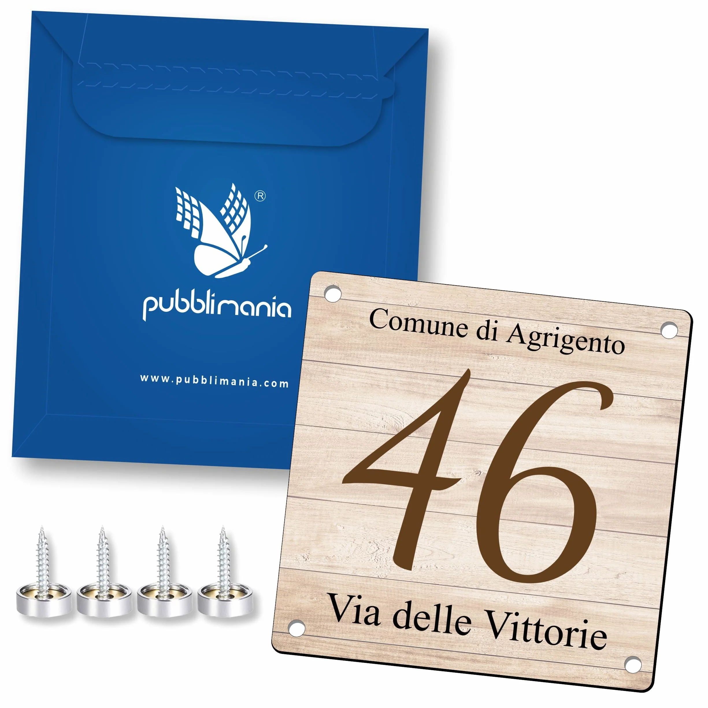 Pubblimania NUMERO CIVICO personalizzato Stile Maiolica modello Sorrento in alluminio rinforzato stampato (Quadrato)