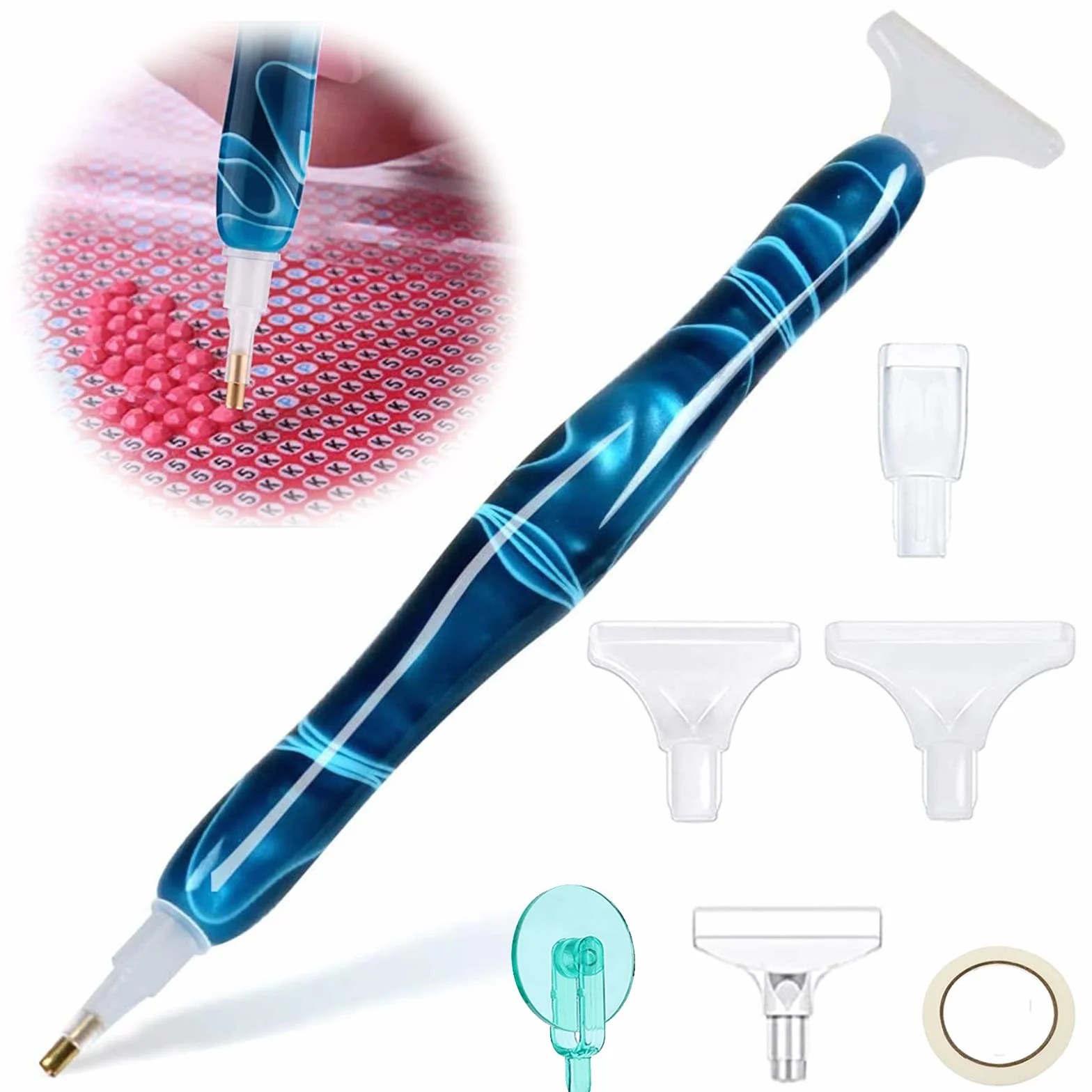Penna per Pittura a Diamante in Resina 5D Accessori 8 Pezzi 5D Diamond Painting Penna Resina Punta in Metallo per Penne per Pittura con Diamanti Punta Trapano Strumenti Di Pittura Diamantata Penna