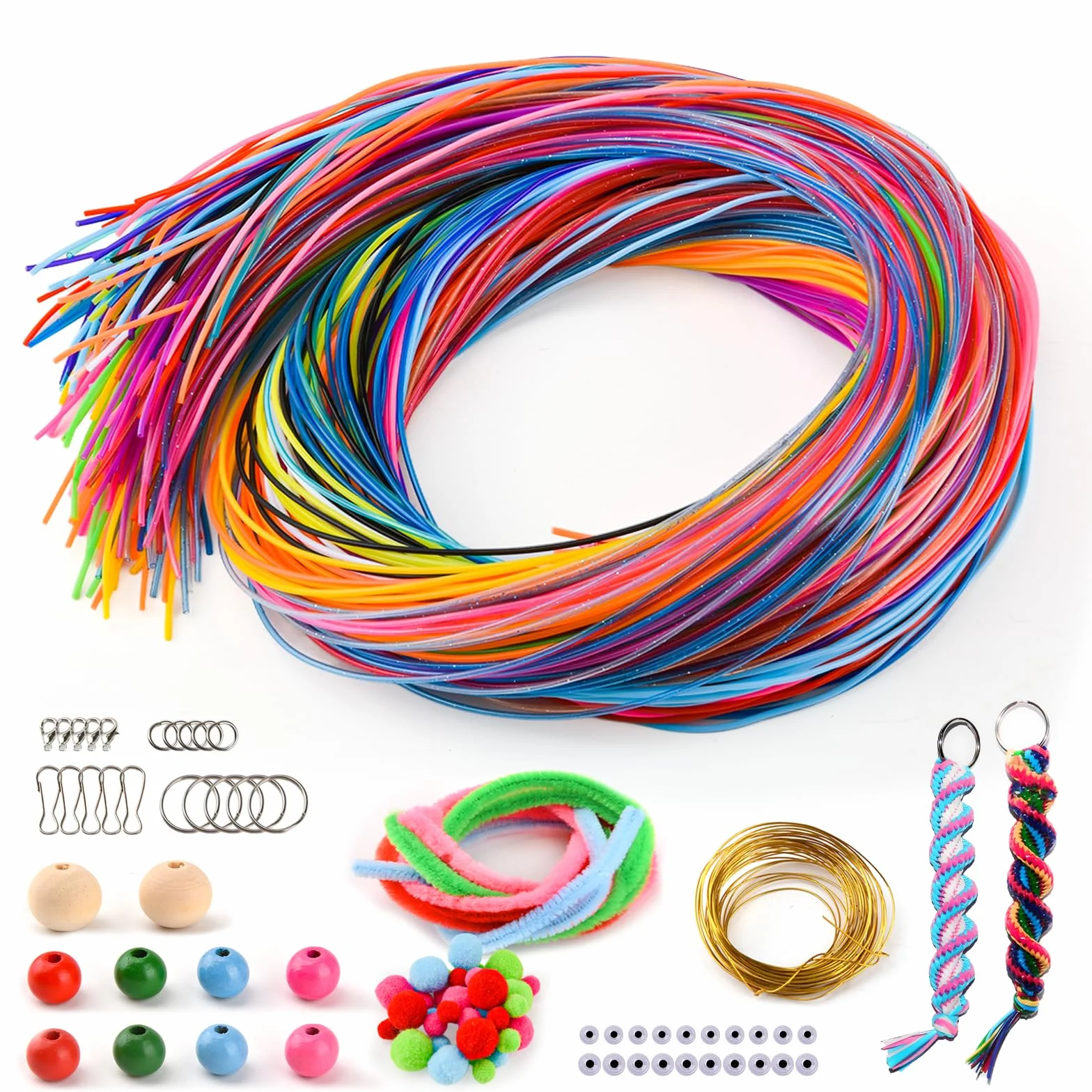 295 Pezzi Kit di Fili per Scooby Doo, Scooby Doo Fili 20 Colori Scubidu Brillantini con portachiavi, ganci, perline di legno, pom poms, filo e pulitore per pipa per Creare Braccialetti, Collane