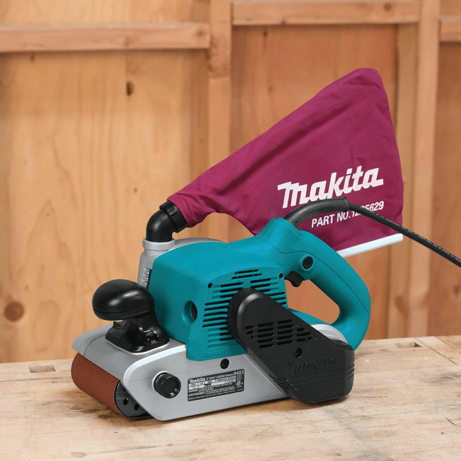 Makita 1200 9403-Levigatrice a Nastro 100x610 mm 1200W 500 m/min 5.7 kg, 1200 W, 120 V