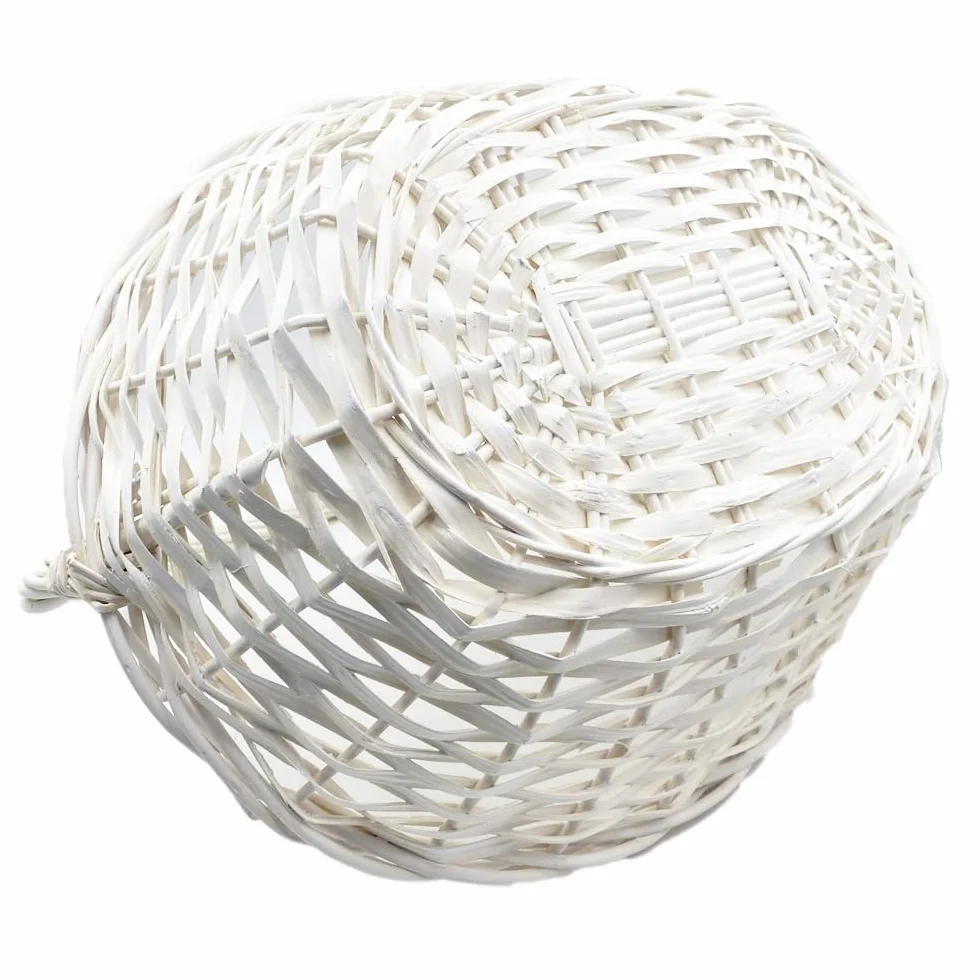 Virsus Set 2 Cesti in Vimini Bianchi 823, misure 47x38x39 cm e 54x47x44 cm, Cesto intrecciato con Manico, Cestini Portaoggetti, Cesti Decorativi Regalo per Feste, per Bomboniere