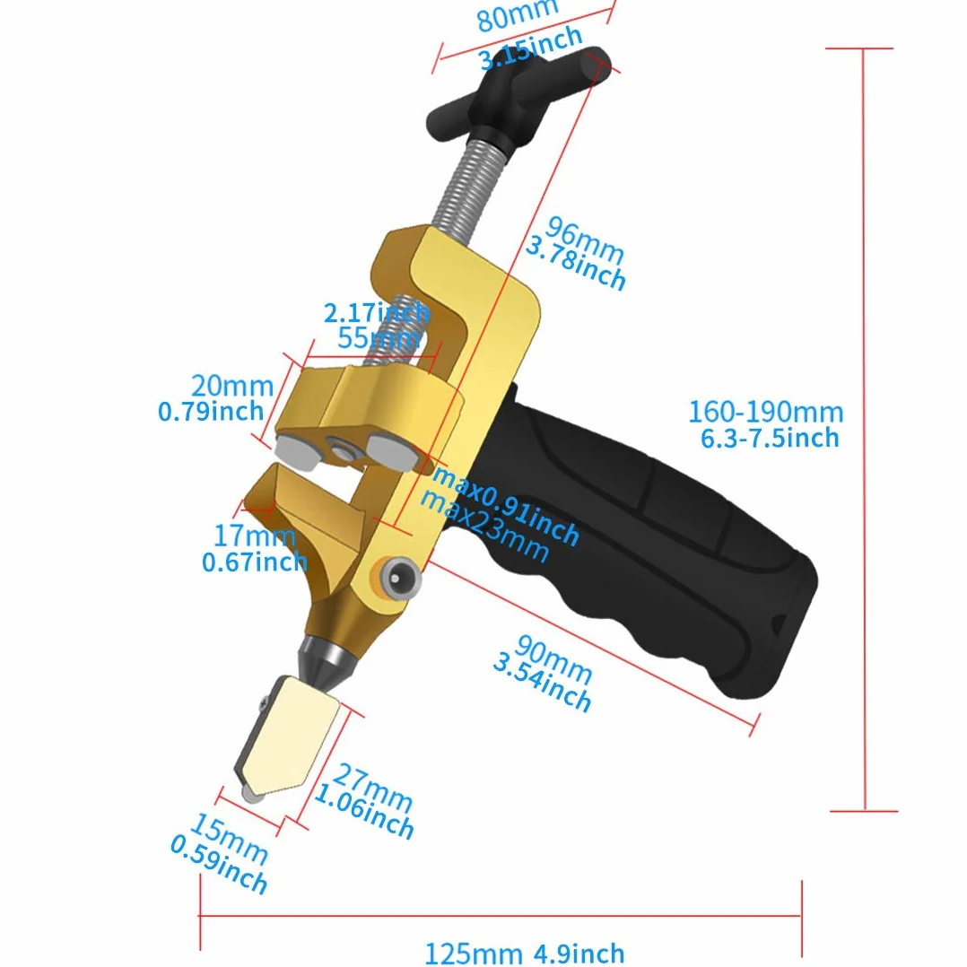 Tagliapiastrelle Manuale in Vetro Tile Glass Cutting Tool 2 in 1 con 2 Lame in Acciaio al Tungsten, Vetro, Specchi, Piastrelle, Piastrelle Smaltite per il Taglio del Vetro