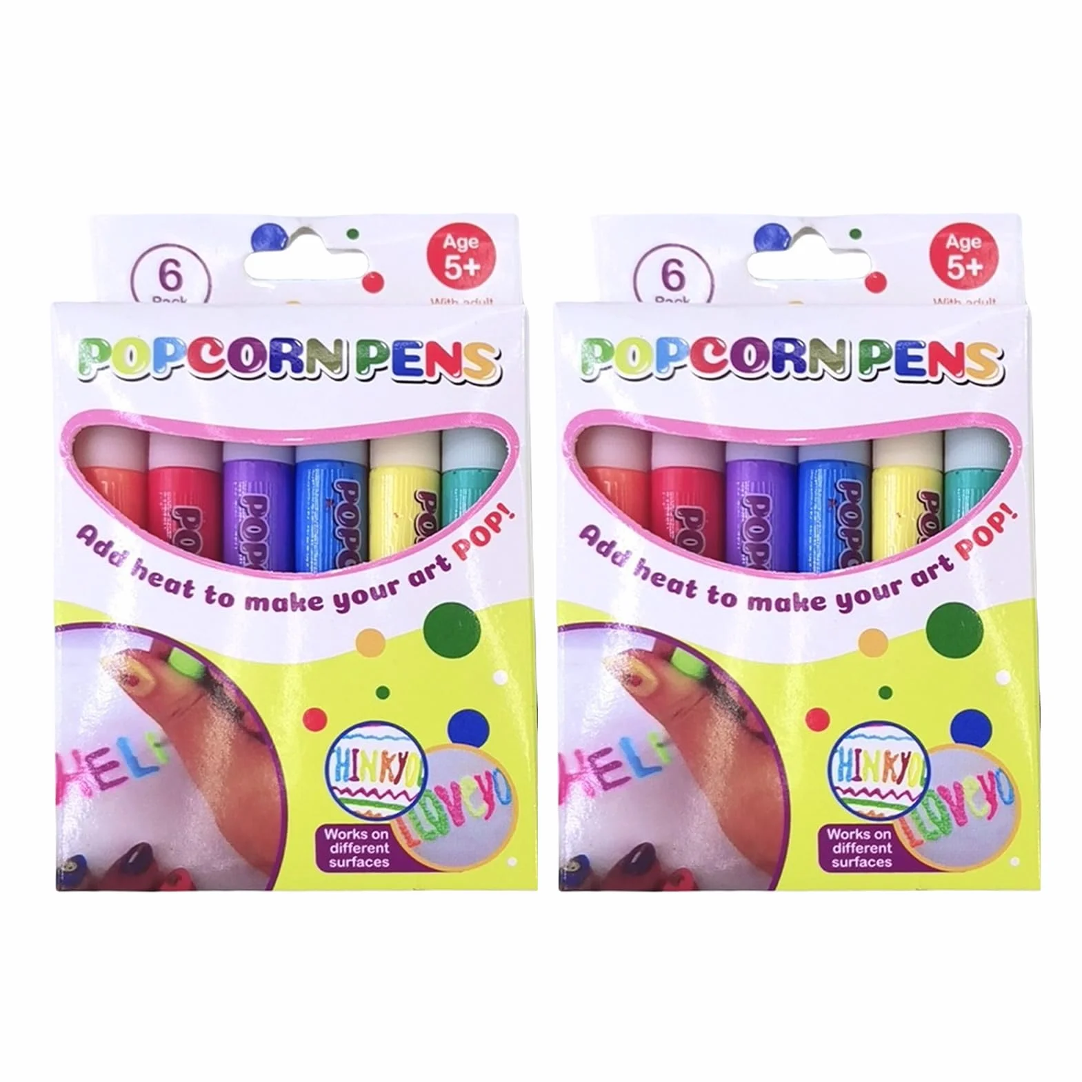 Penne colorate per popcorn, arte gonfia, stampa bolle, penne popcorn, stampa Bubble Puffy Art Safe, penne popcorn, penne magiche colorate decorate graffiti per auguri, biglietti
