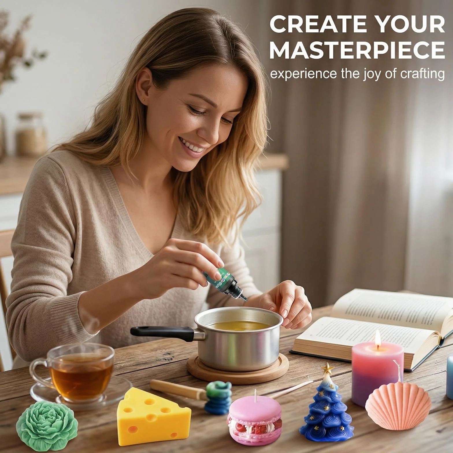 Set 9 Colori Pigmenti Liquidi per Candele Fai-da-Te (5ml), Coloranti Altamente Concentrati per Cera di Soia, Api, Palma e Gel, Mix di Tinte Classiche e Fluorescent