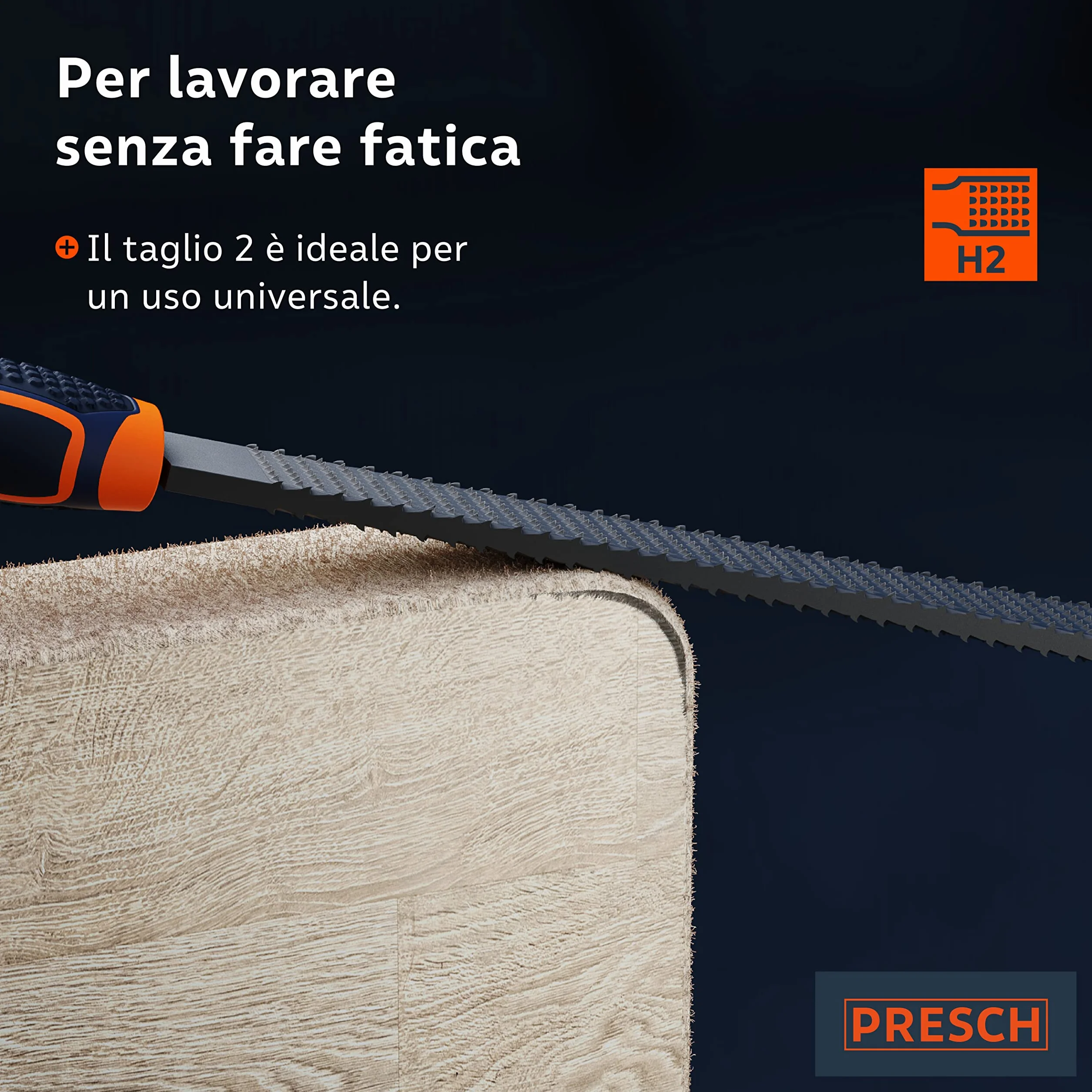 Presch Raspa per legno a testa piatta 200 mm - Raspa di alta qualità con taglio bilaterale H2 per la lavorazione di bordi puliti in legno duro o tenero - Lima per legno professionale
