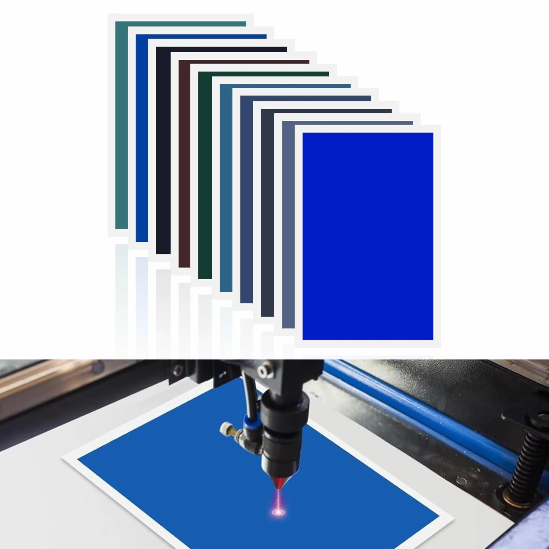 Jadeshay Carta per Incisione,10 Pezzi 10 Colori Carta Colorata per Incisione Laser 27 cm*39 cm per Colorazione di Materiali Non Metallici Ceramiche Acrilico e Pietra