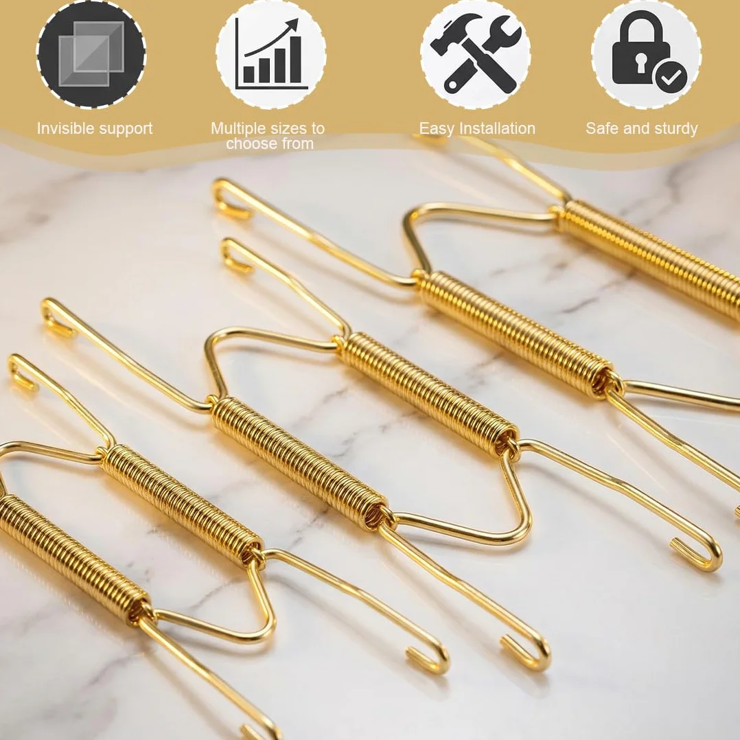 Set da 3 Ganci per Piatti da Parete, Porta Piatti in Acciaio Inox per Esposizione, Supporto per Piatti Decorativi 5-10,5 Pollici (6"8"10") Dorato