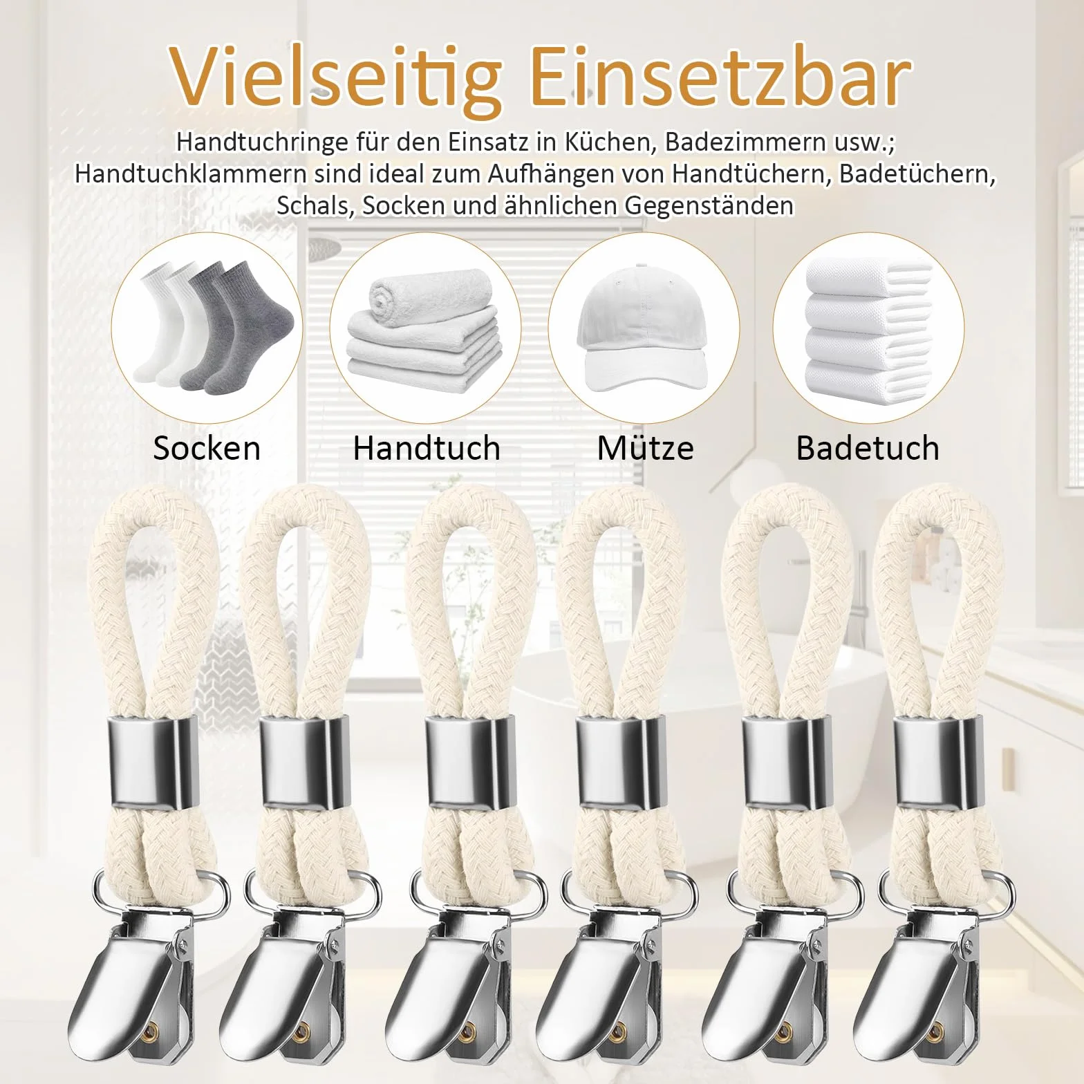 Ganci per asciugamani senza cuciture 6 mollette clip con passanti