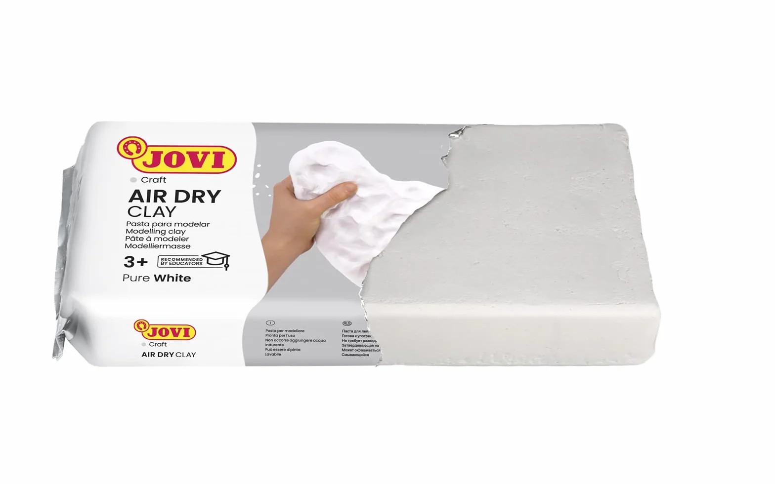 Jovi Air Dry - Pasta da modellare, essiccazione all'aria senza forno, bianco puro, facile da pulire, 1 chilo