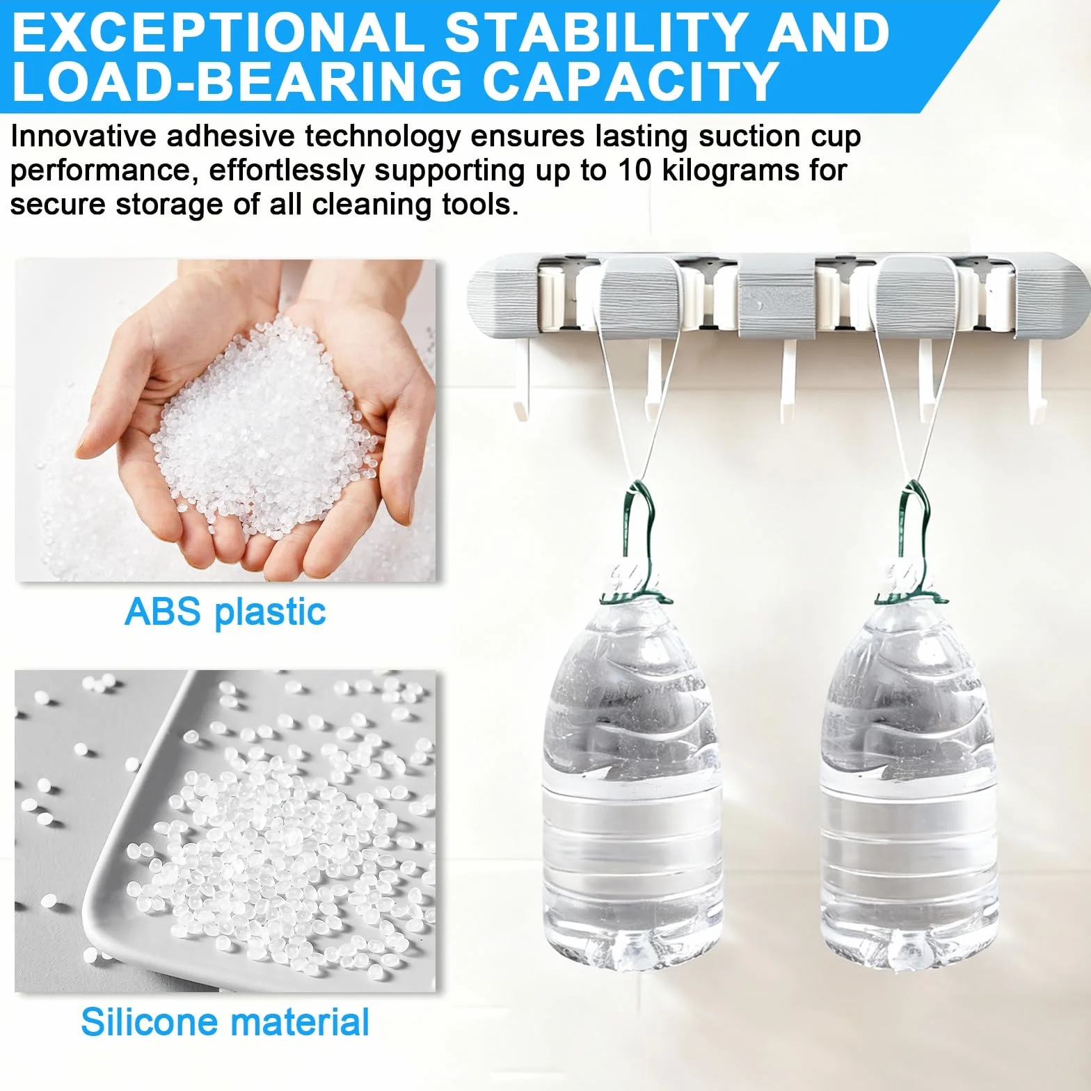 Appendi Scope a Muro,Porta Scope Parete con 4 Morsetto e 5 Ganci, Appendiscope da Muros,Portascope da muro per Attrezzi da Giardino per Cucina, Bagno, Giardino, Balcone, Casa, Garage