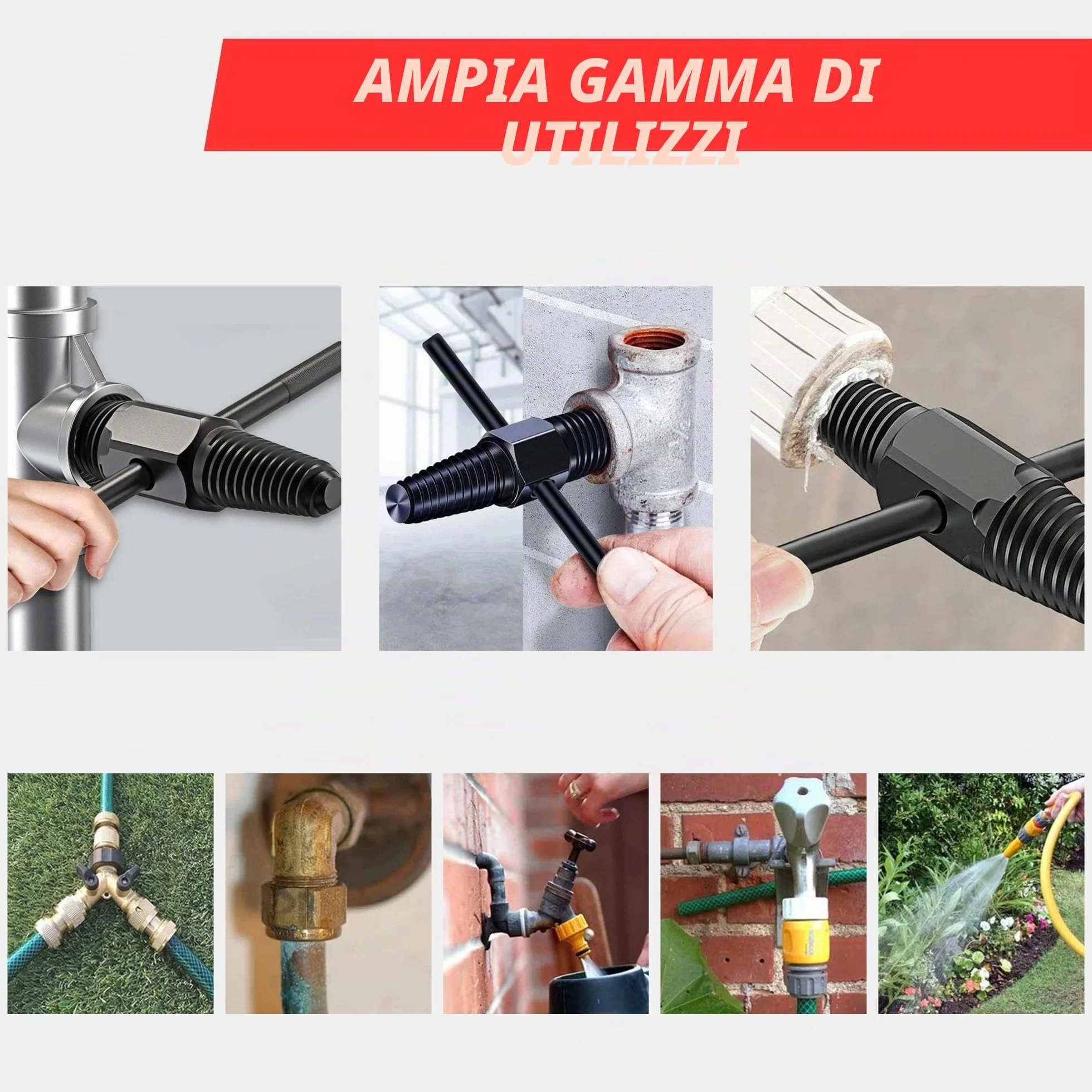 Estrattore di Tubi. Estrattore per Viti Danneggiate e Bulloni Rotti da ½ a ¾ Pollici. Toglifilo a Doppia Testa con Leva Ausiliaria. Acciaio al Carbonio.