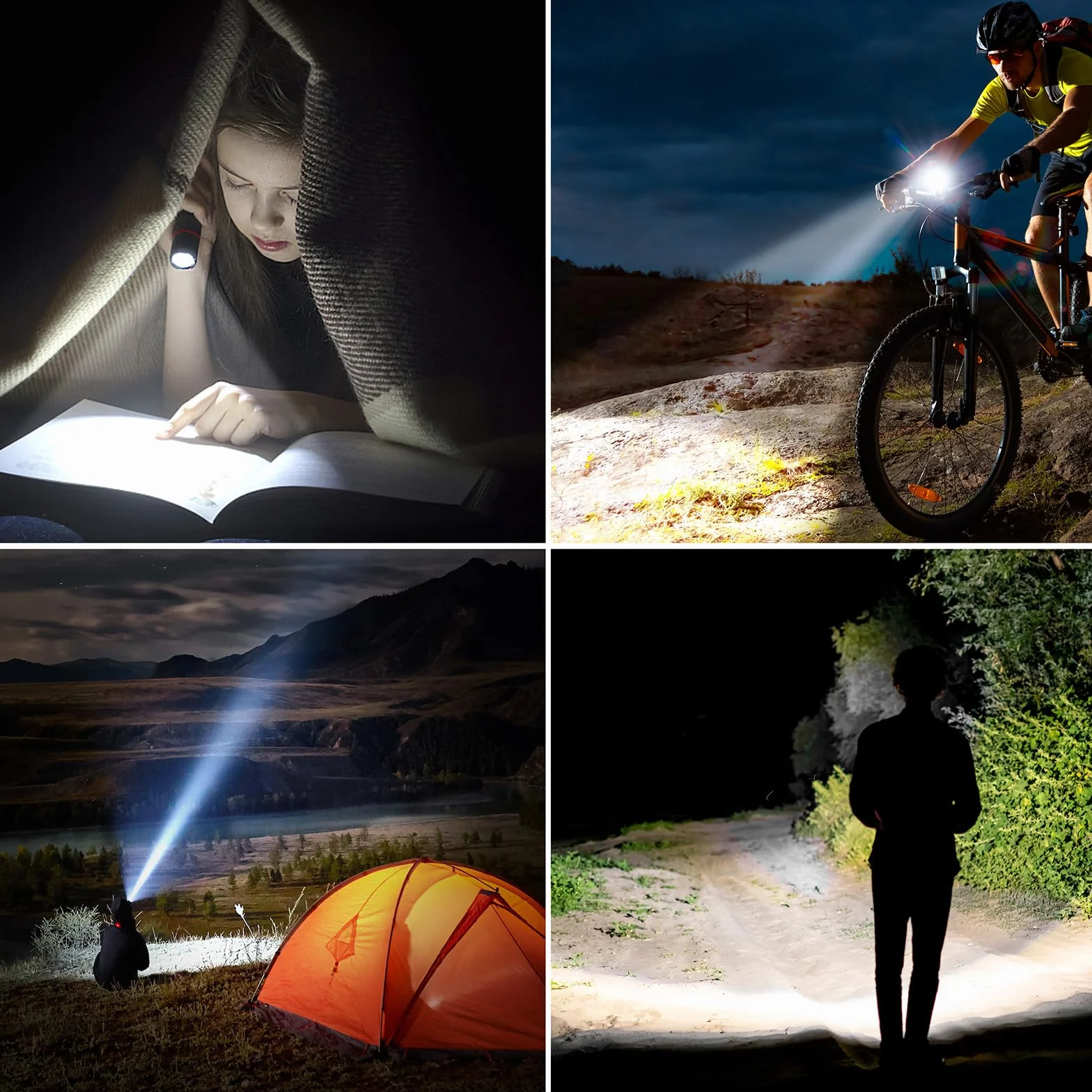 Blukar Torcia LED Ricaricabile Super Luminosa, 4 Modalità, Zoomabile, Portatile per Campeggio